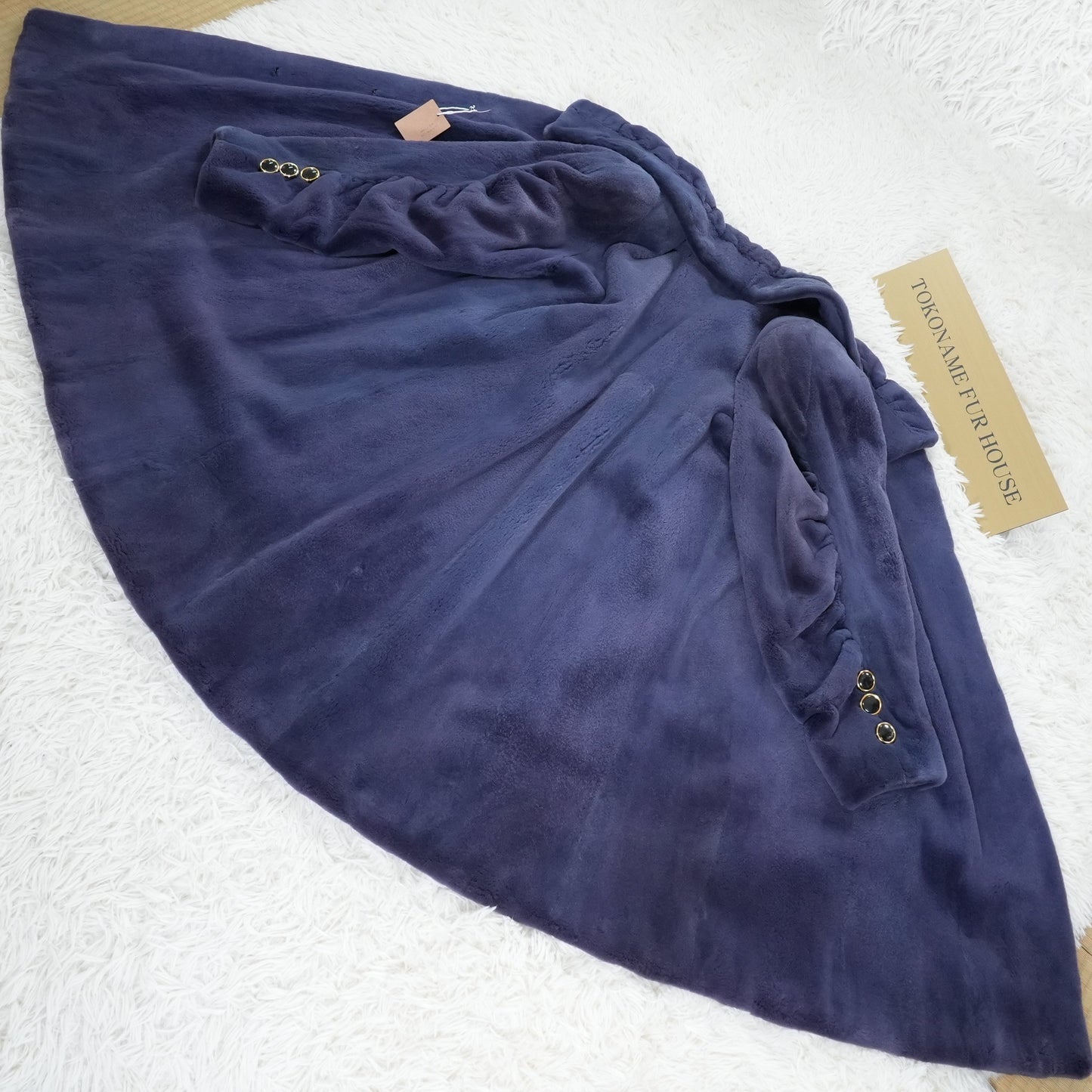Shaved Mink Blue Dyed Long Coat - Genuine Vintage Fur From Japan