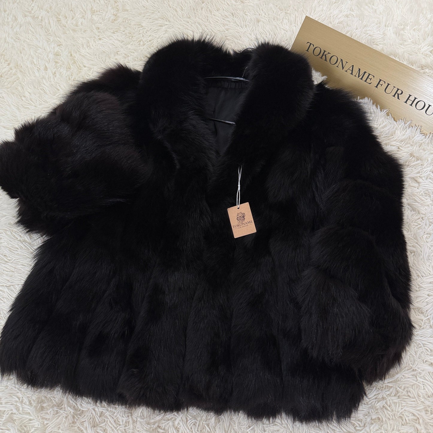 Black Dye Fox Coat - SAGA ROYAL FOX Genuine Vintage Fur Japan