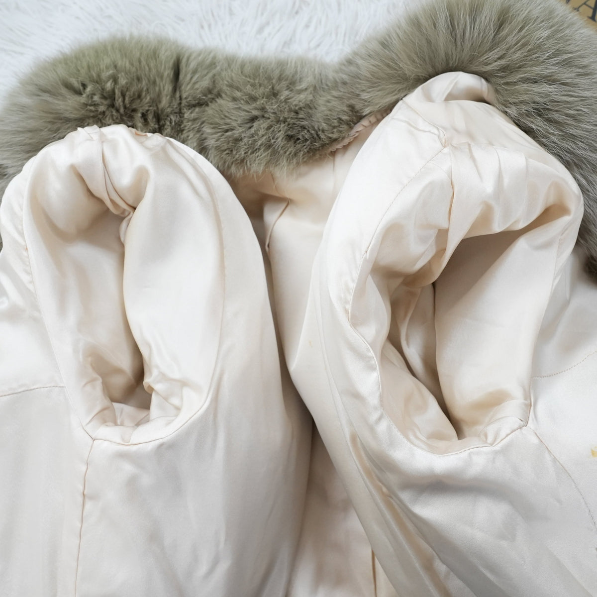 Muted Green Dyed Fox Coat - Genuine Vintage Fur From Japan