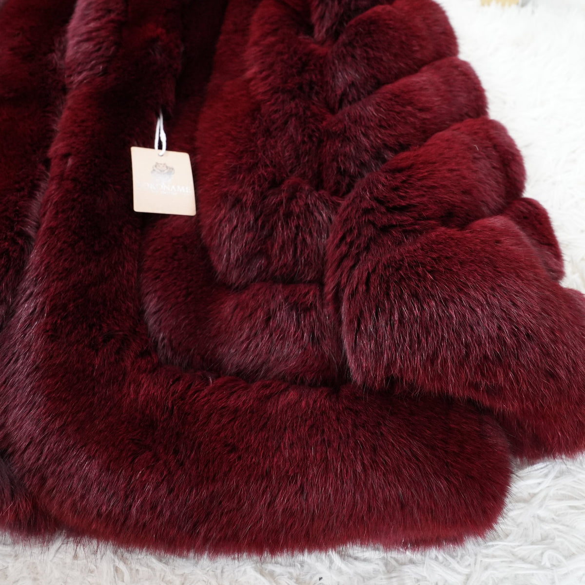 Wine Red Dyed Fox Fur Coat SAGA FOX Soft and Fluffy - Genuine Vintage Fur From Japan