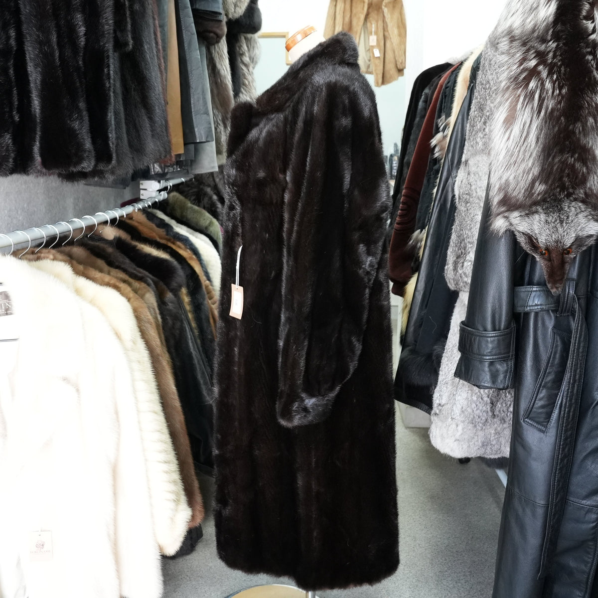 Dark Mink Long Coat SIBERIAN FUR STORE TOKYO - Genuine Vintage Fur From Japan