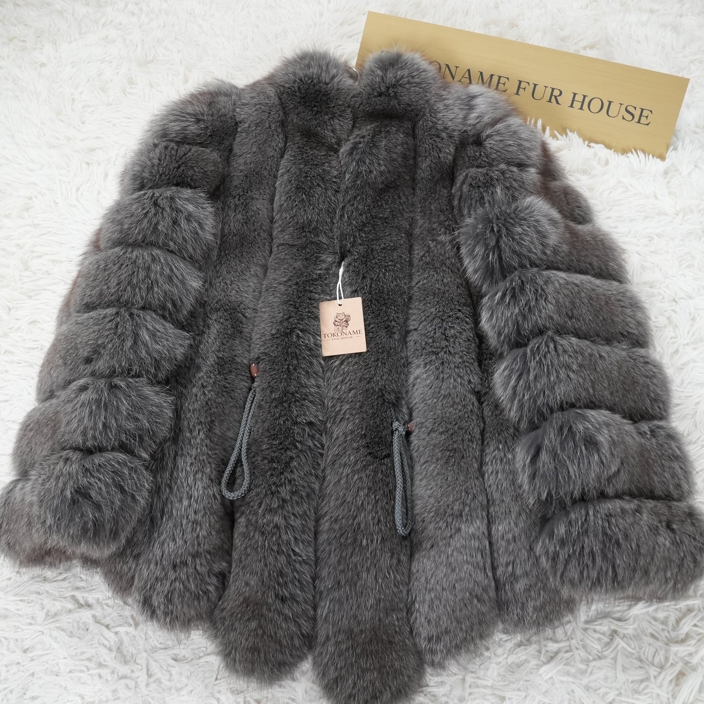 Gray Dyed Fox Coat - Genuine Vintage Fur From Japan