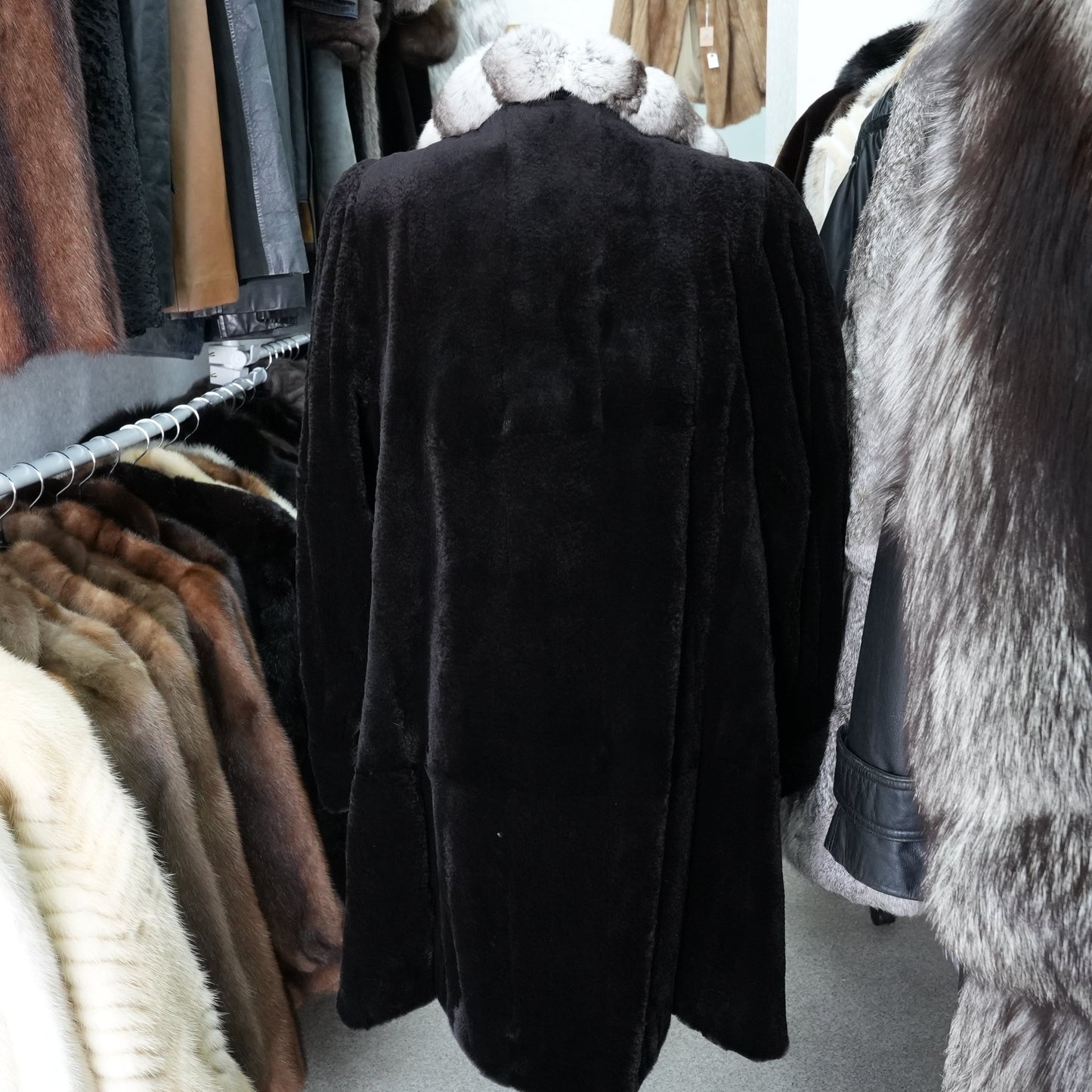 Shaved Mink and chinchilla Trim Coat - Genuine Vintage Fur From Japan