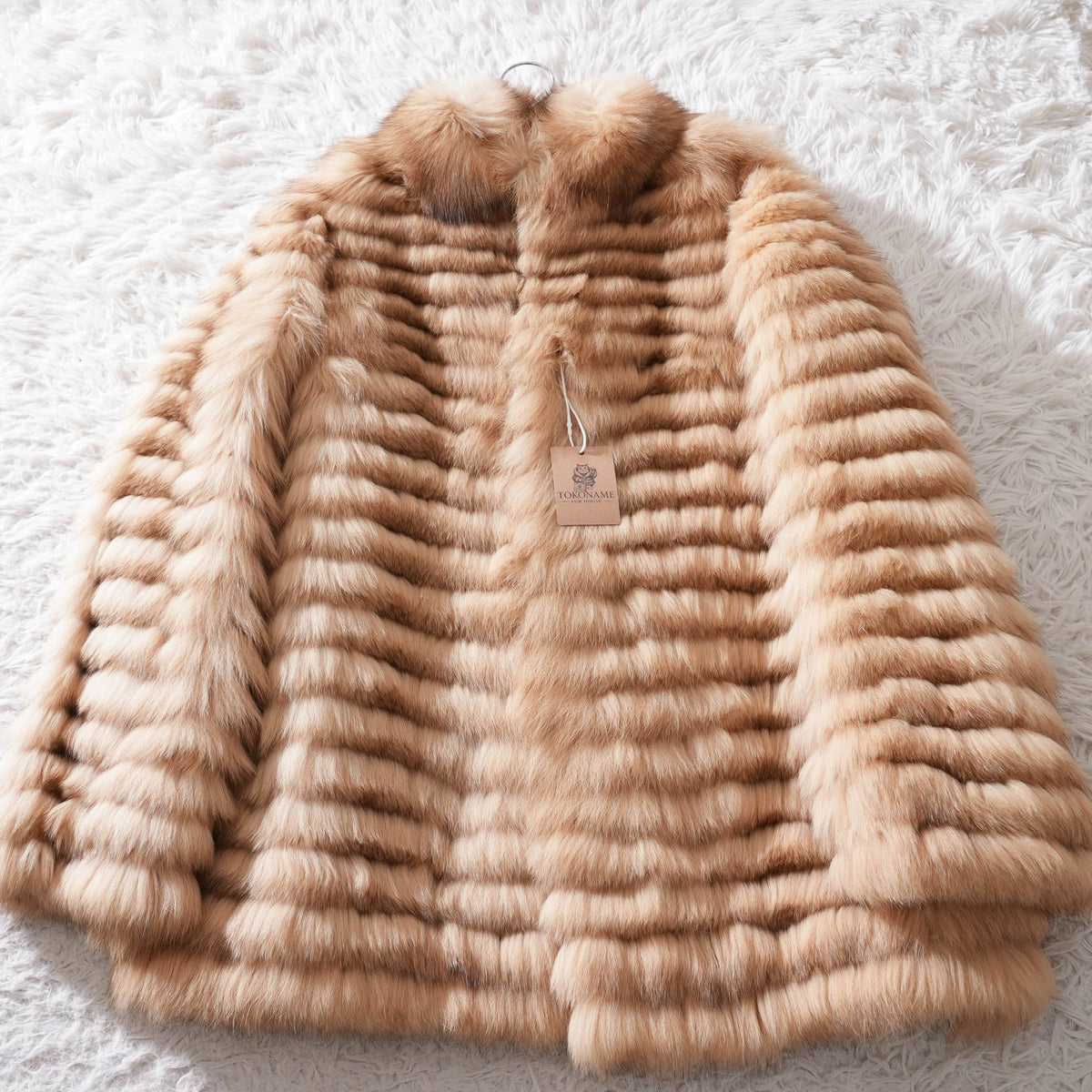Beige Dyed Fox Fur Coat - Genuine Vintage Fur From Japan