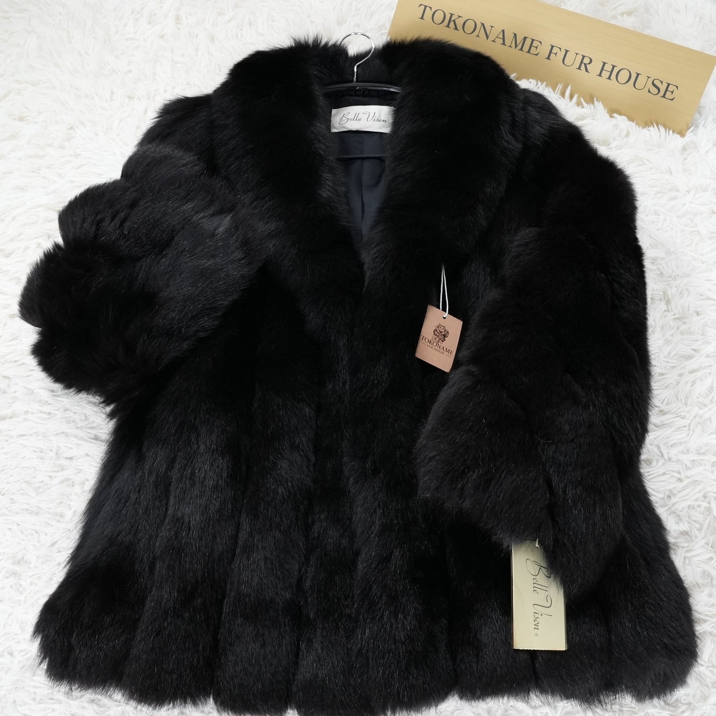 SAGA ROYAL FOX Black Dyed Coat - Genuine Vintage Fur From Japan