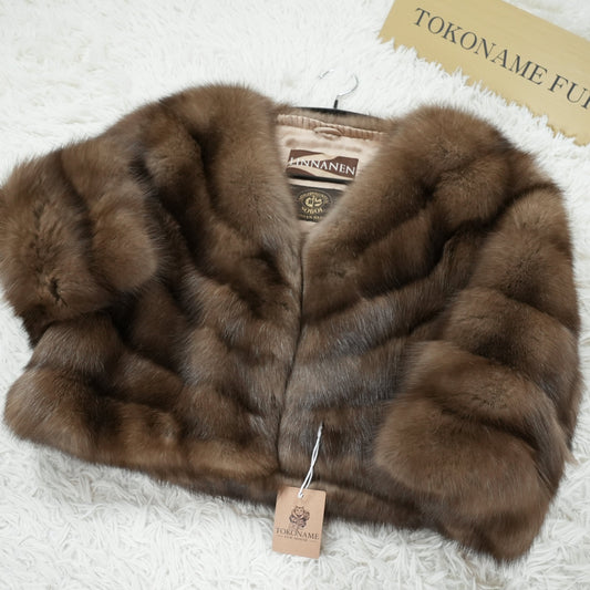 SOBOL Silvery Russian Sable Fur cropd Jacket - Genuine Vintage Fur From Japan