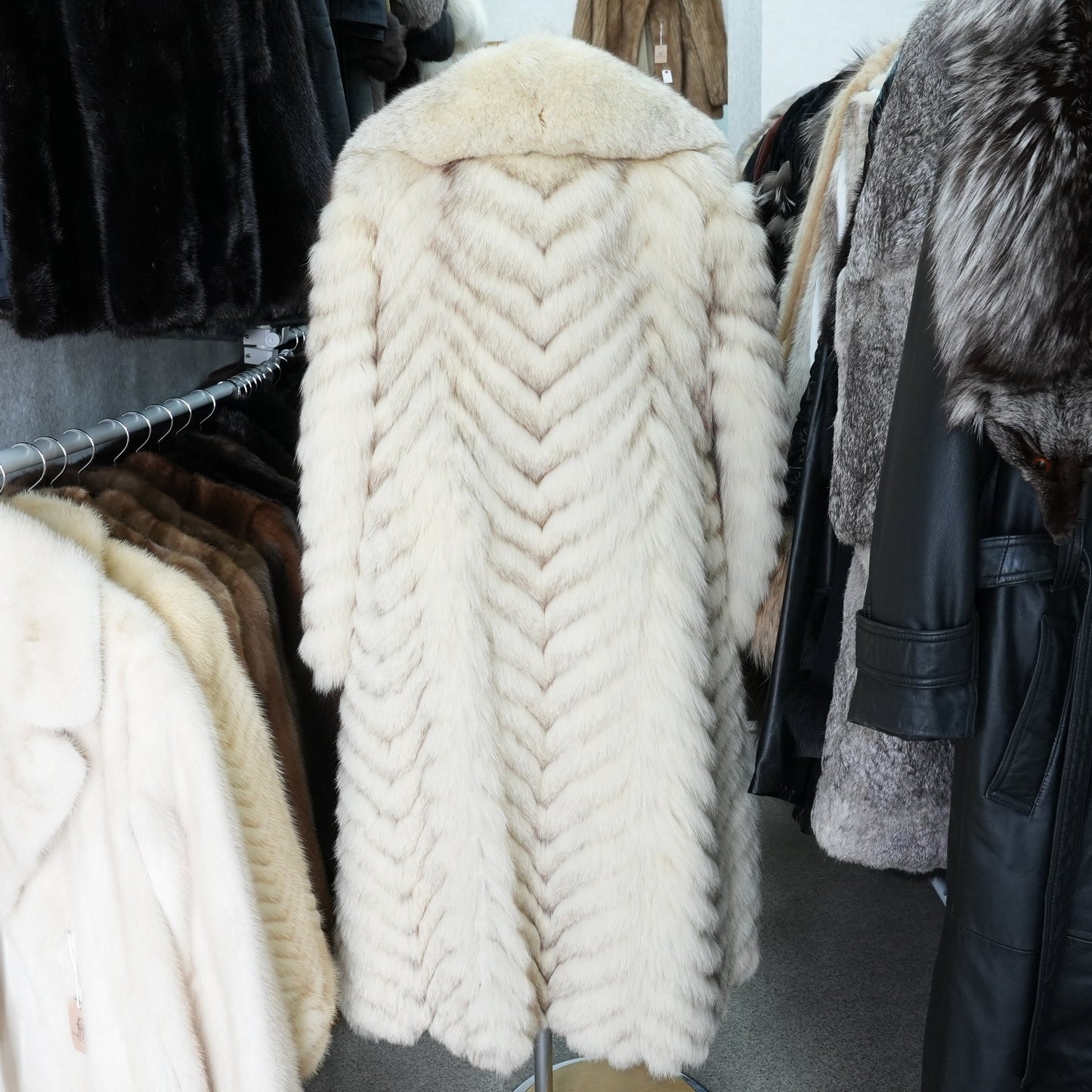 Blue Fox Long Coat - Genuine Vintage Fur From Japan