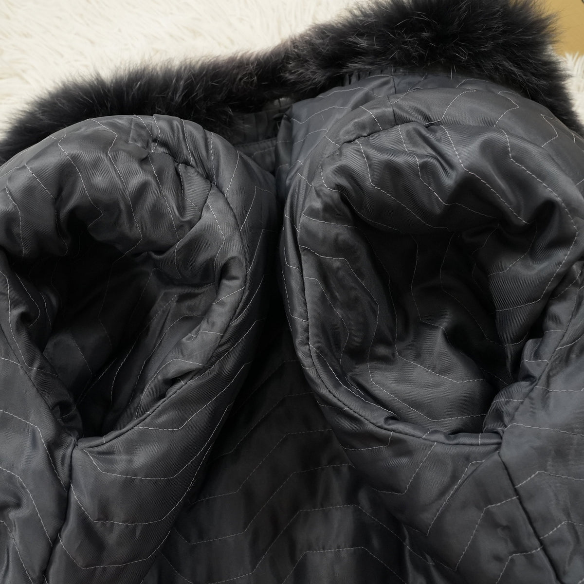 Amethyst Dyed Fox and Leather Design Coat SAGA FOX - Genuine Vintage Fur From Japan