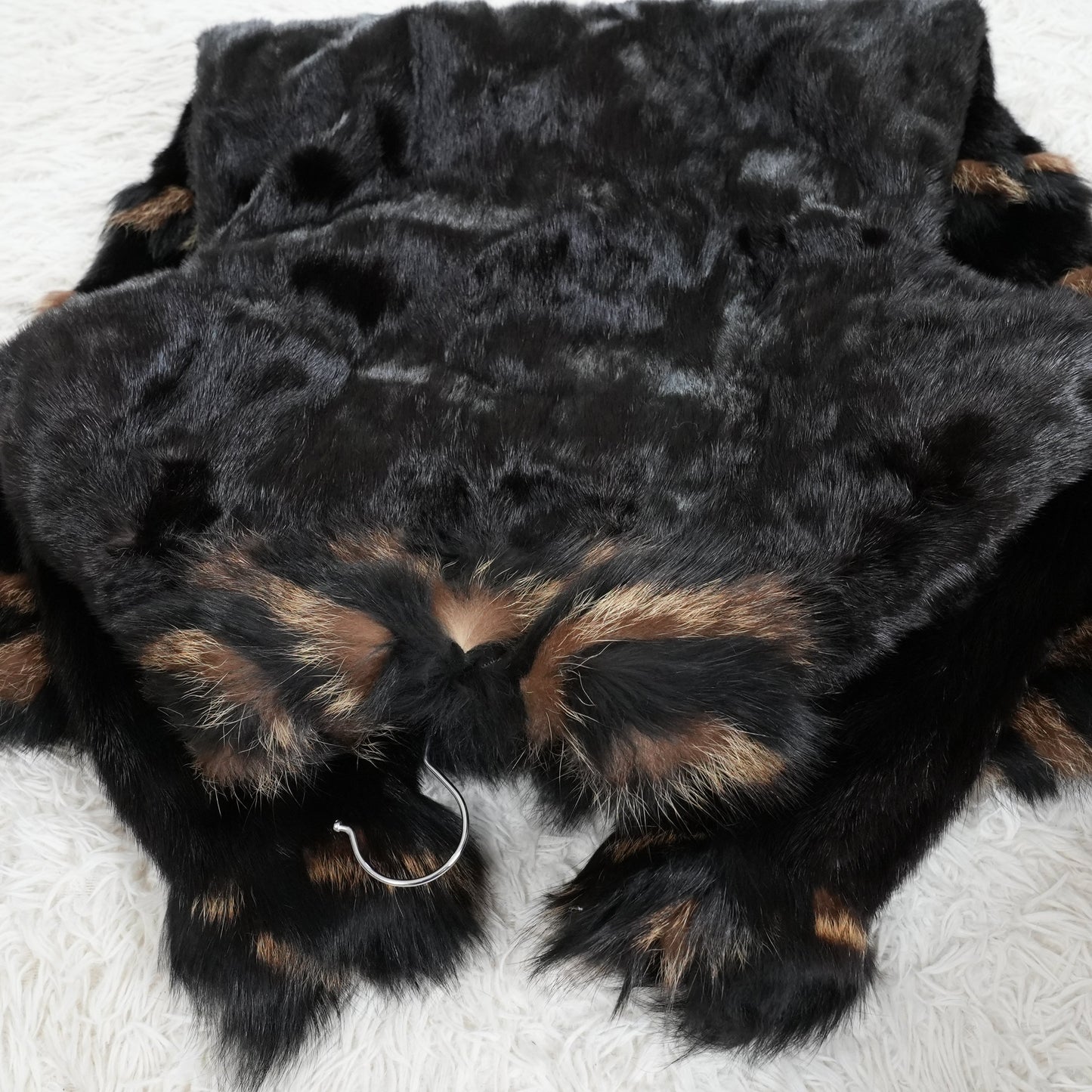 Dark mink and Raccoon dog Fur Long Coat - Genuine Vintage Fur From Japan