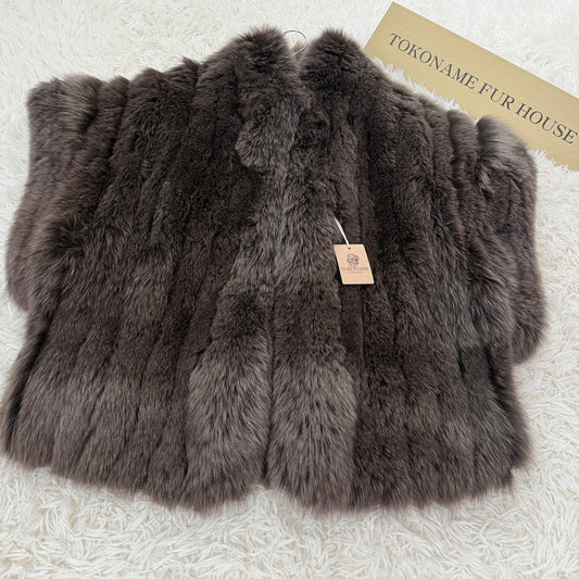 Blue Fox Ash Brown Dyed Vest Vintage Fur Japan
