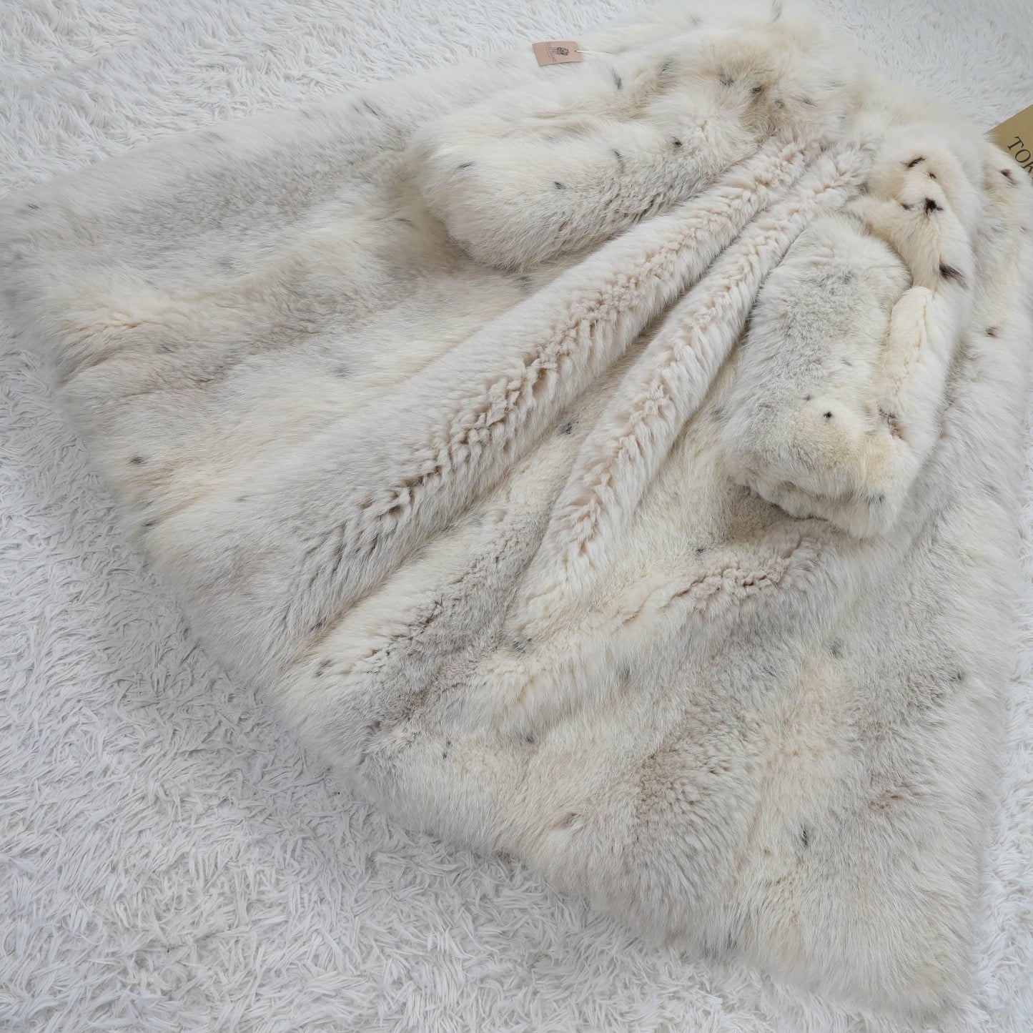 Lynx Dyed Shadow Fox Very Long Coat Soft & Fluffy - Genuine Vintage Fur From Japan