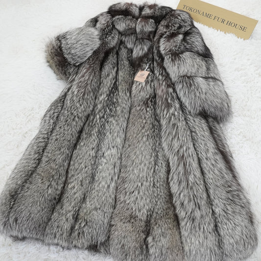 Silver Fox Long Coat Soft and Fuffy -SAGA FOX Vintage Fur Japan