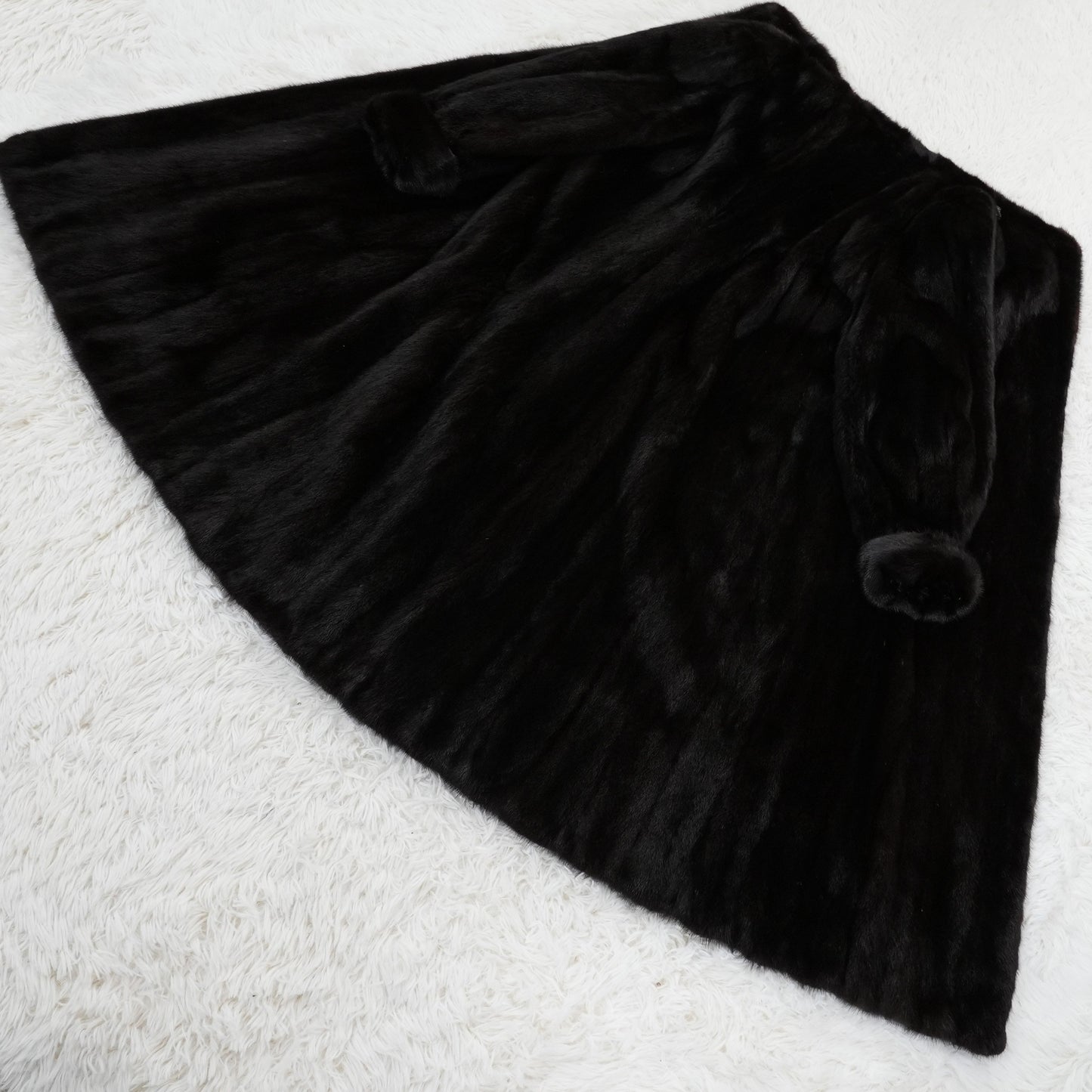 Dark Mink Long Coat Roll Up Sleeve - SAGA MINK Genuine Vintage Fur Japan
