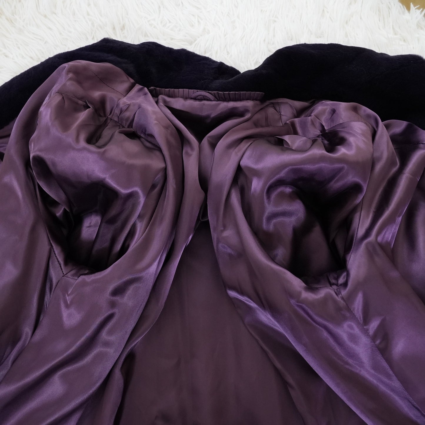 Shaved Mink Purple Dyed Roll Up Sleeve Genuine Vintage Fur Japan