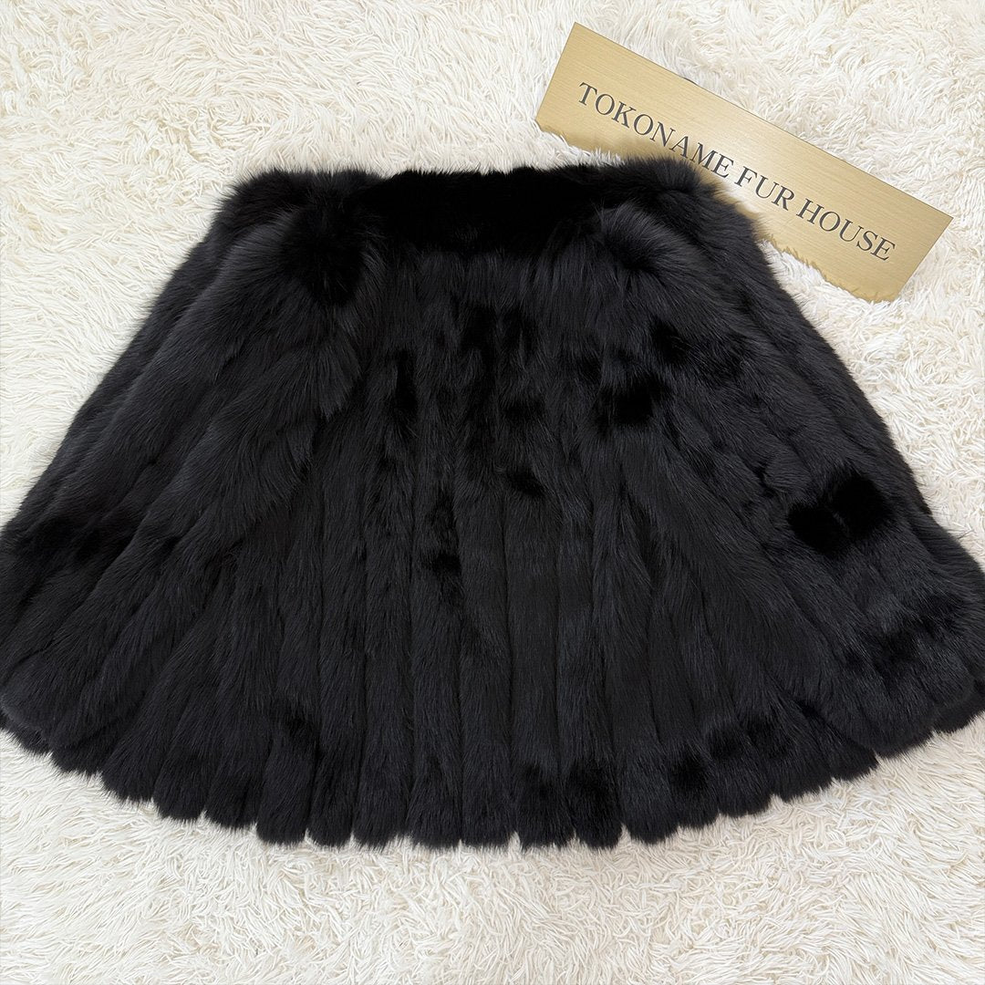 Black dye Fox Coat Genuine Vintage Fur Japan