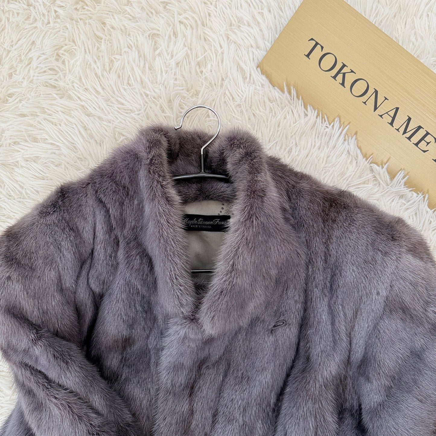 Silver Gray Dyed Cross Mink Fur Coat Genuine Vintage Fur Japan