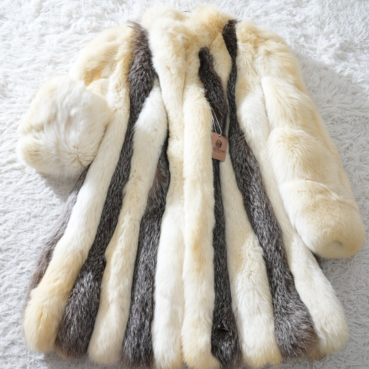 Shadow Fox and Silver Fox Stripe Design Coat Soft and Fluffy SAGA FOX