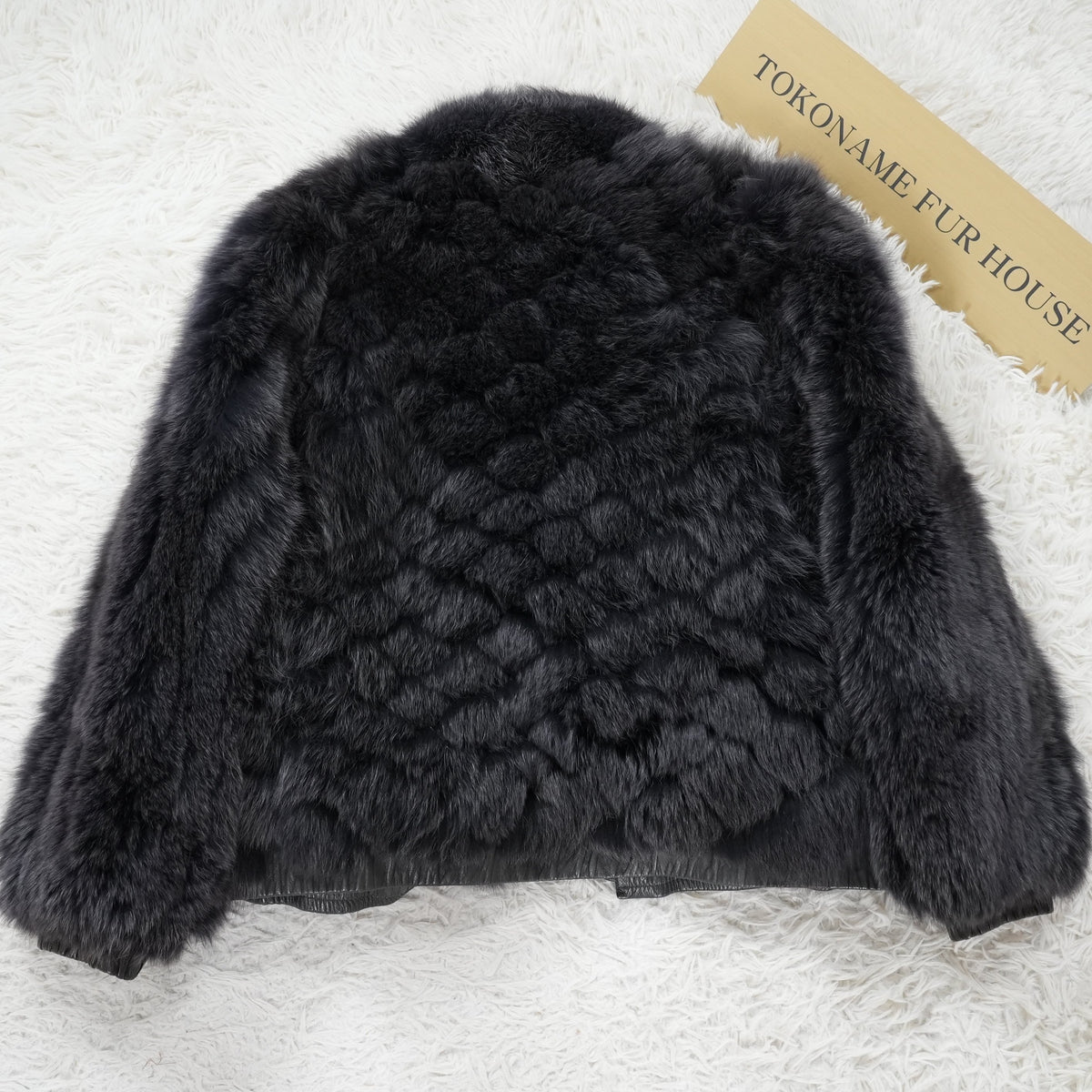 Amethyst Dyed Fox and Leather Design Coat SAGA FOX - Genuine Vintage Fur From Japan