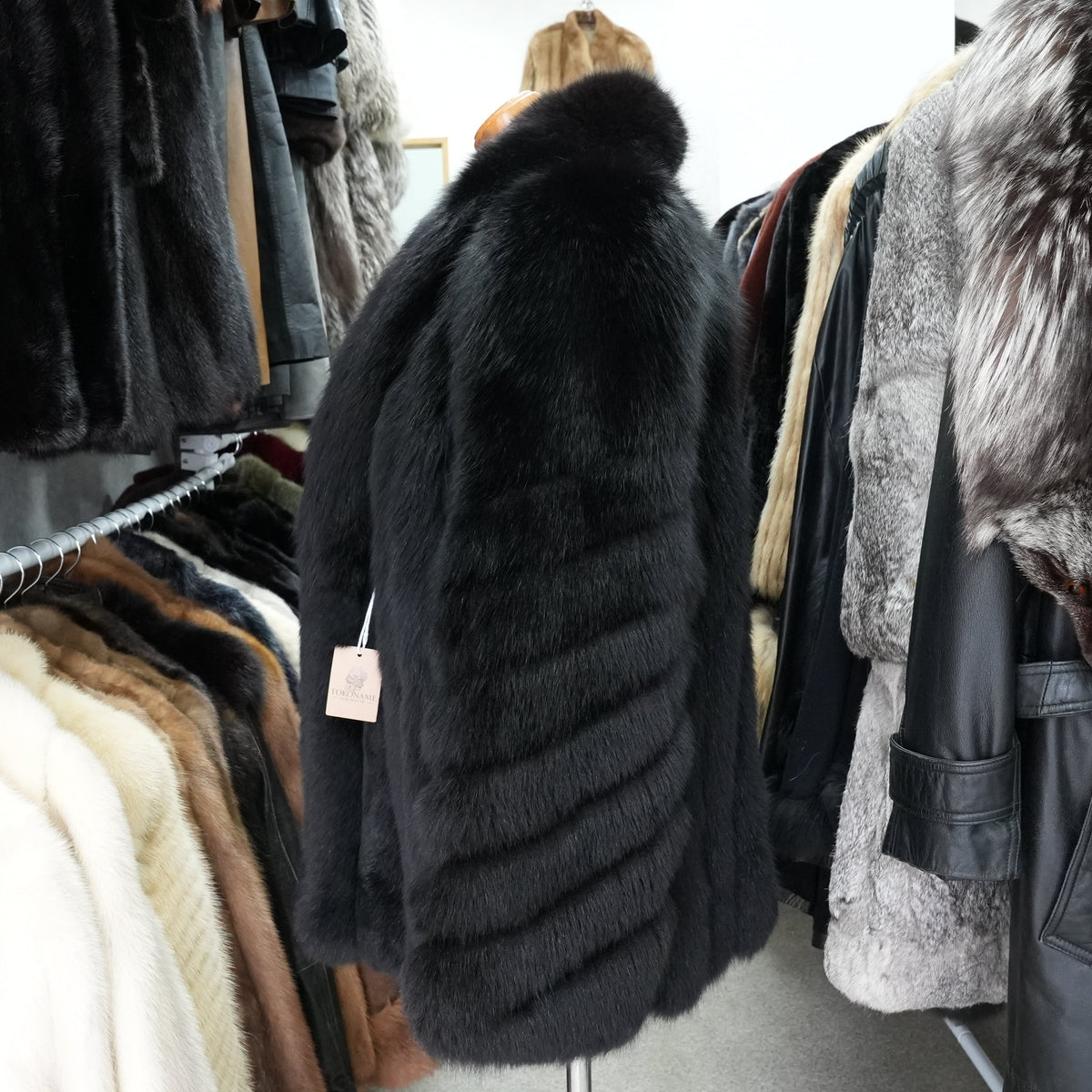 Black Dyed SAGA FOX Coat - Genuine Vintage Fur From Japan