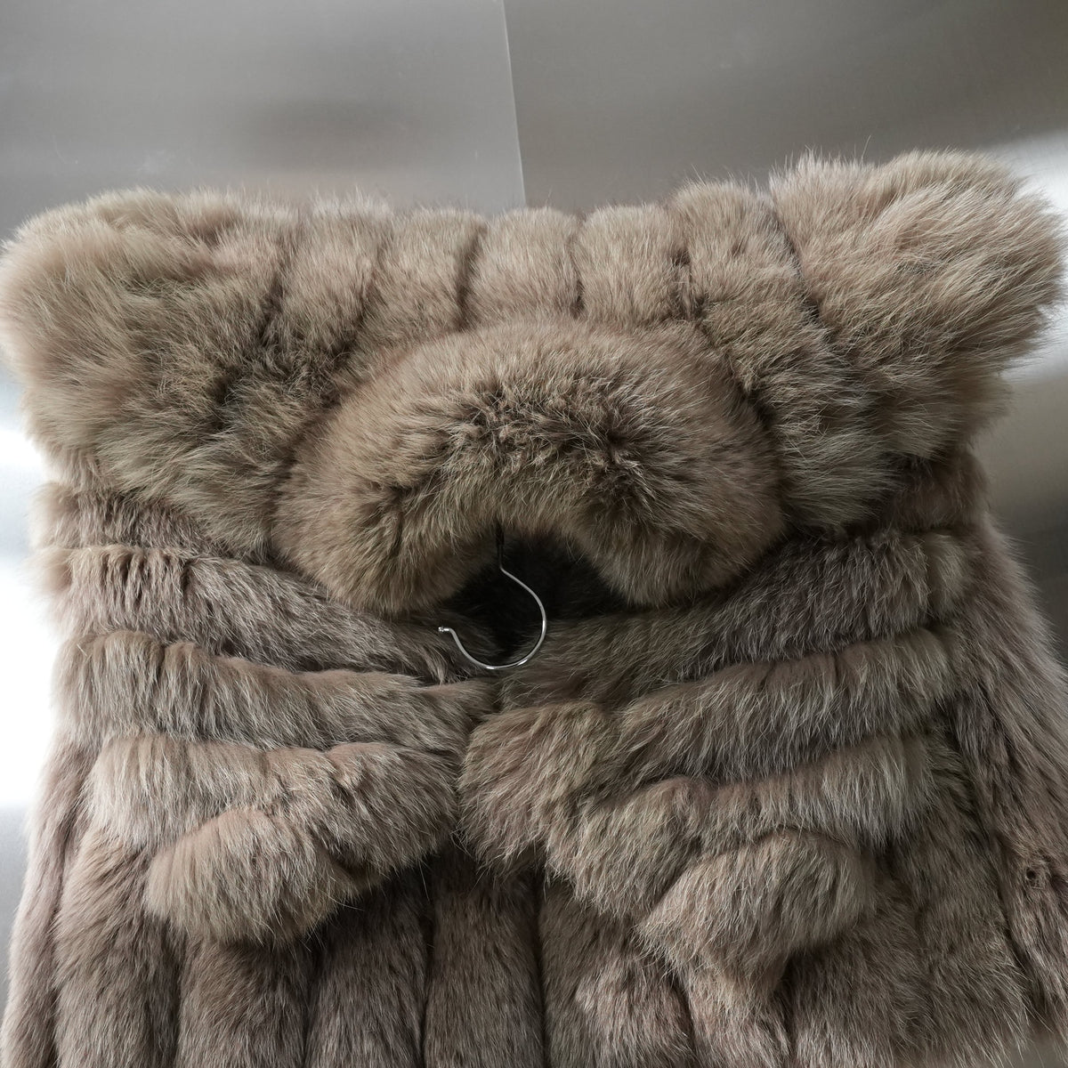 Khaki Brown Dyed Fox Fur Coat - Genuine Vintage Fur From Japan
