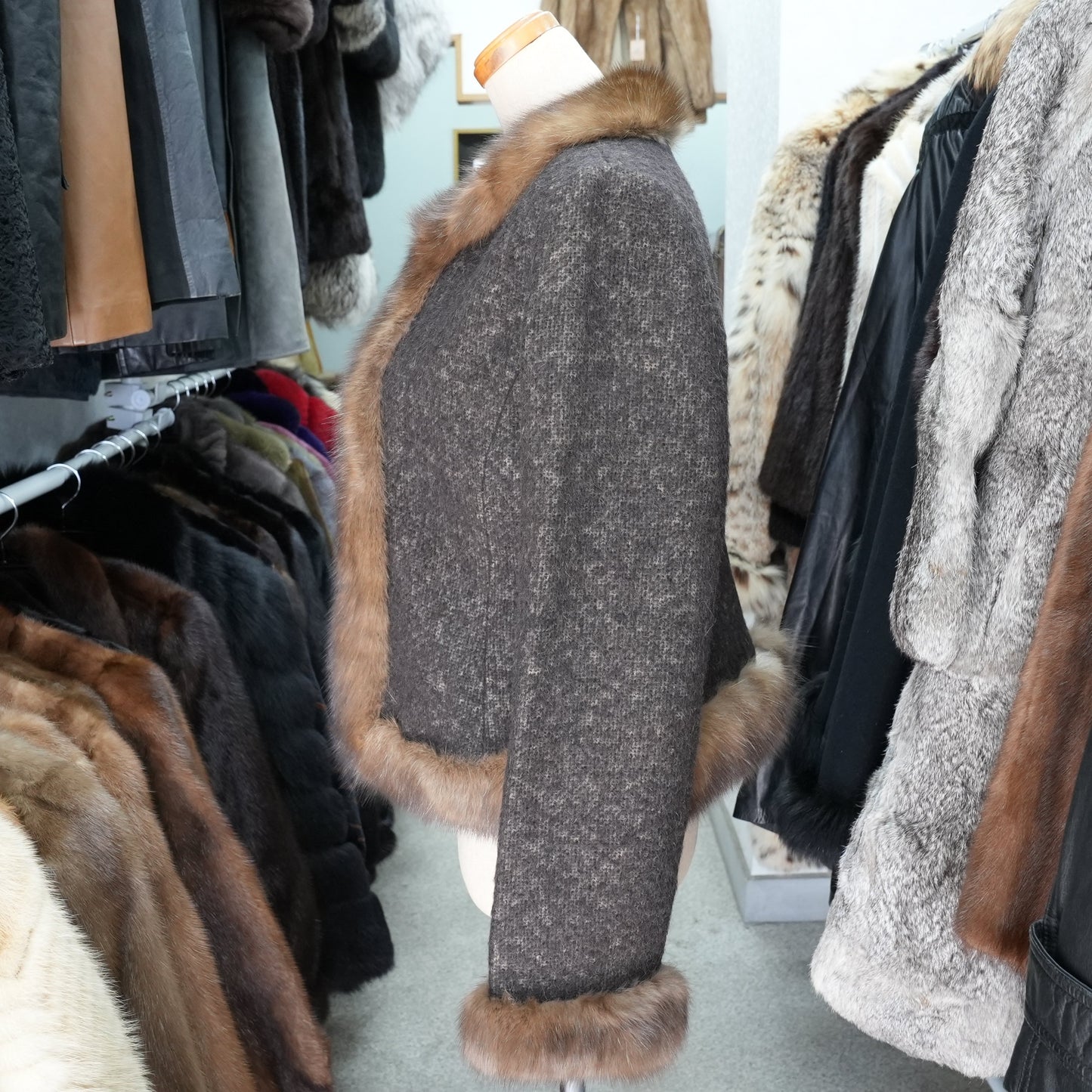 FOXEY Sable Fur Trim Angola Jacket - Genuine Vintage Fur From Japan