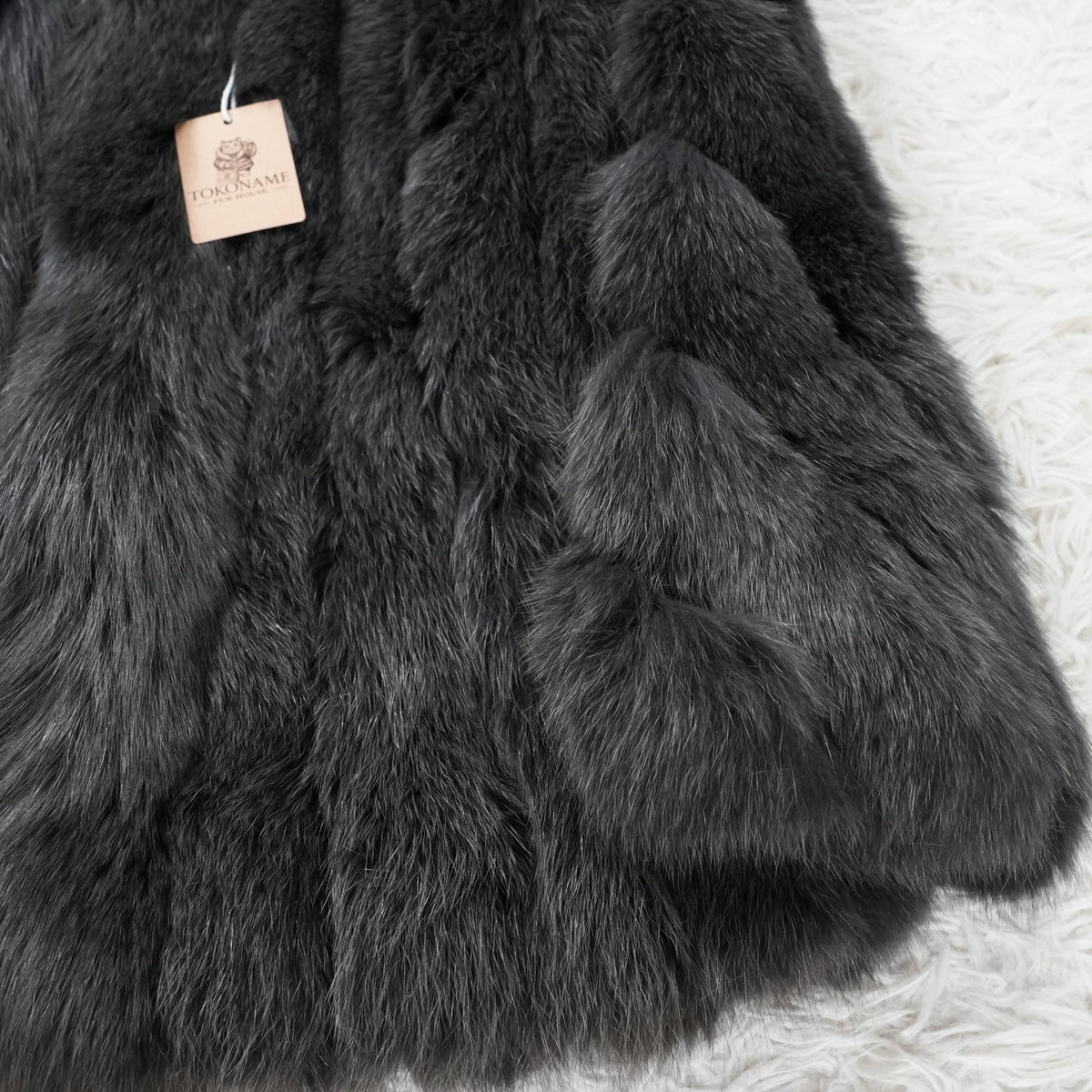 Gray Dyed Fox Fur Coat Moonbat - Genuine Vintage Fur From Japan