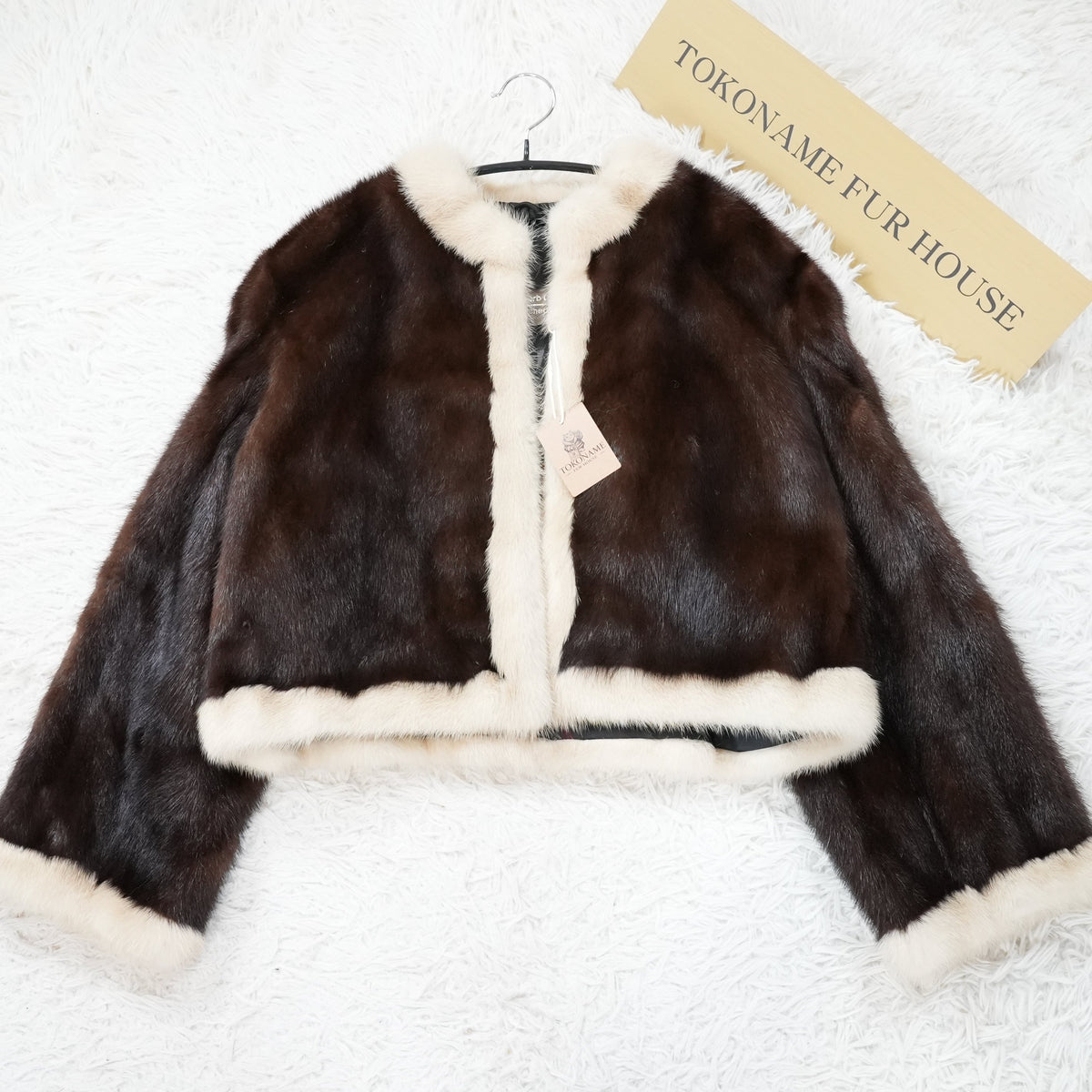 Two tone Crop Mink Fur Jacket - Genuine Vintage Fur From Japan