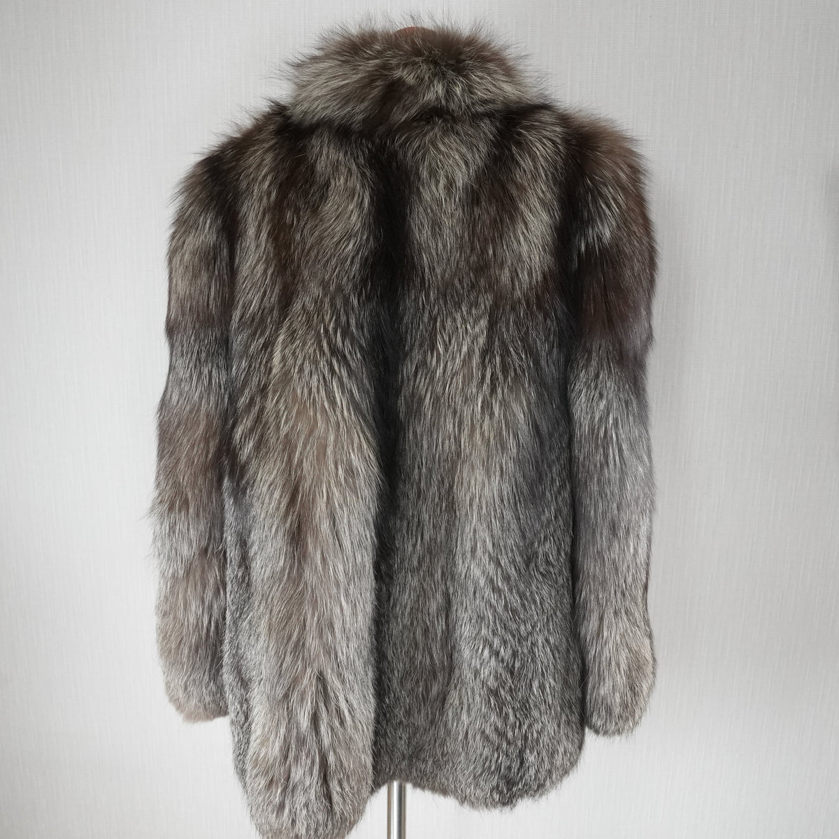 Silver Fox Fur Coat Soft Leather - Genuine Vintage Fur From Japan