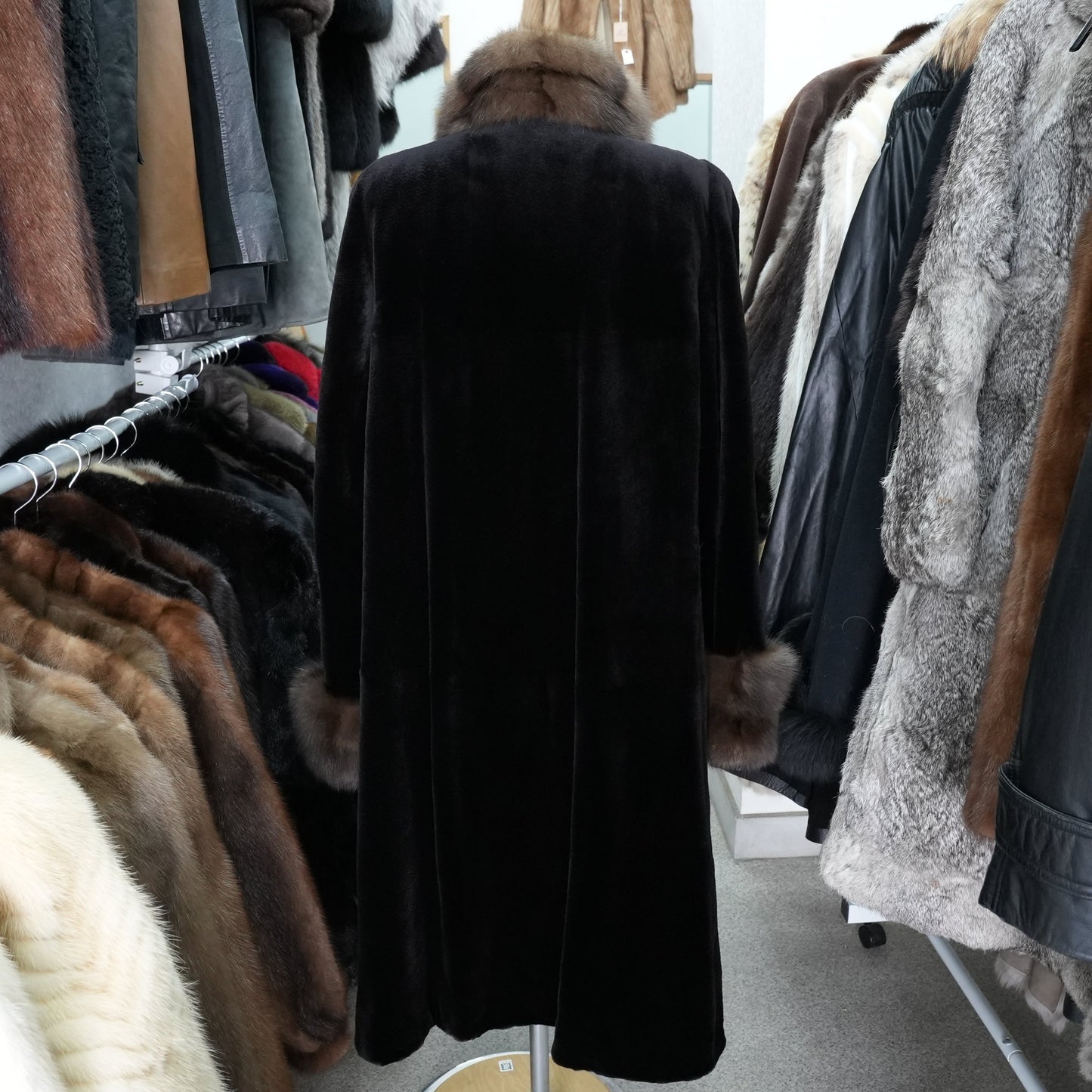 Shaved Mink and Russian Sable Trim Long Coat - Genuine Vintage Fur From Japan