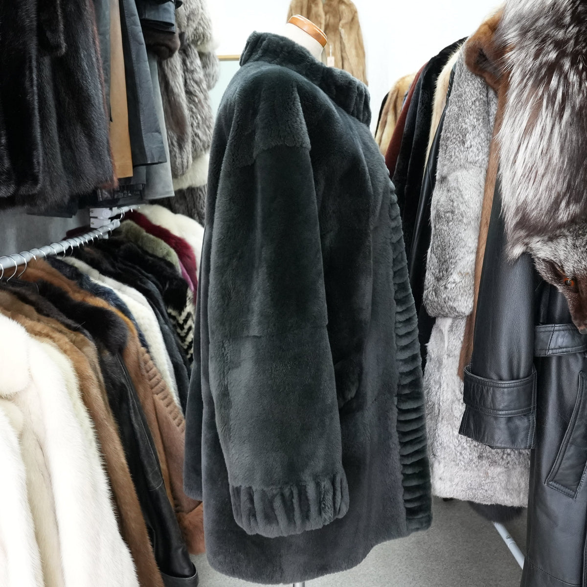 Nutria Green Dyed FUr COat Josephine - Genuine Vintage Fur From Japan