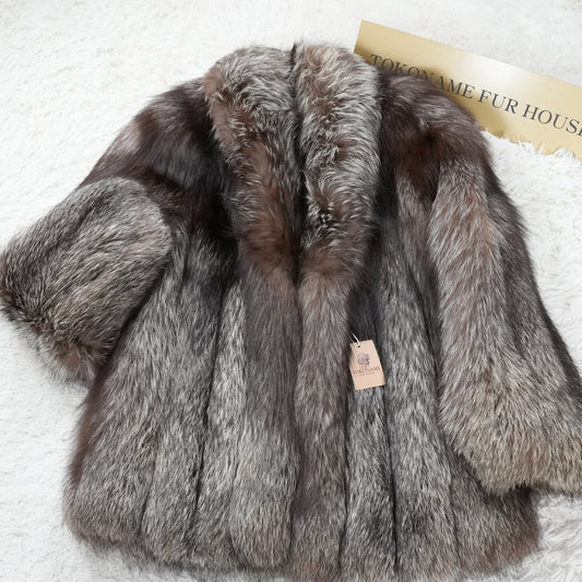 Silver Fox Fur Coat Soft and Fuluffy - Genuine Vintage Fur From Japan