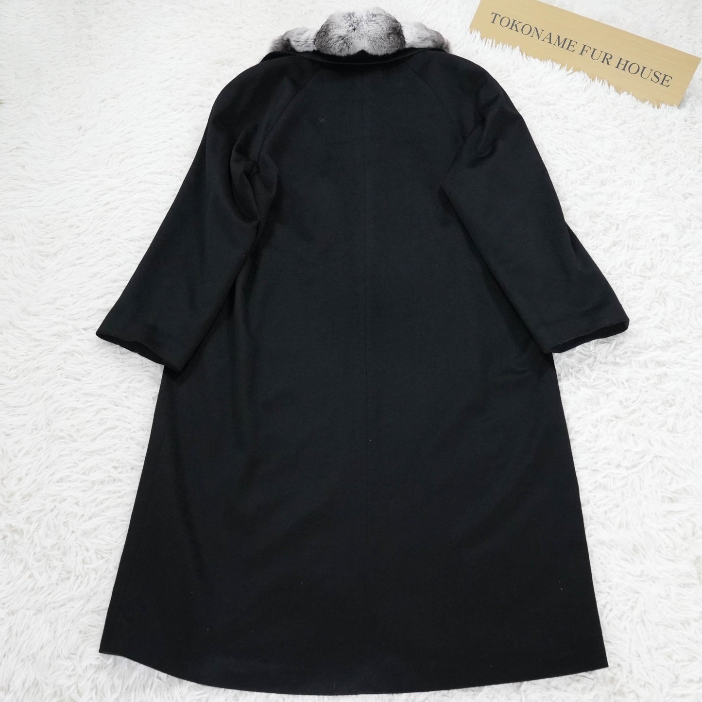 Chinchilla Trim cashmere Coat - Genuine Vintage Fur From Japan