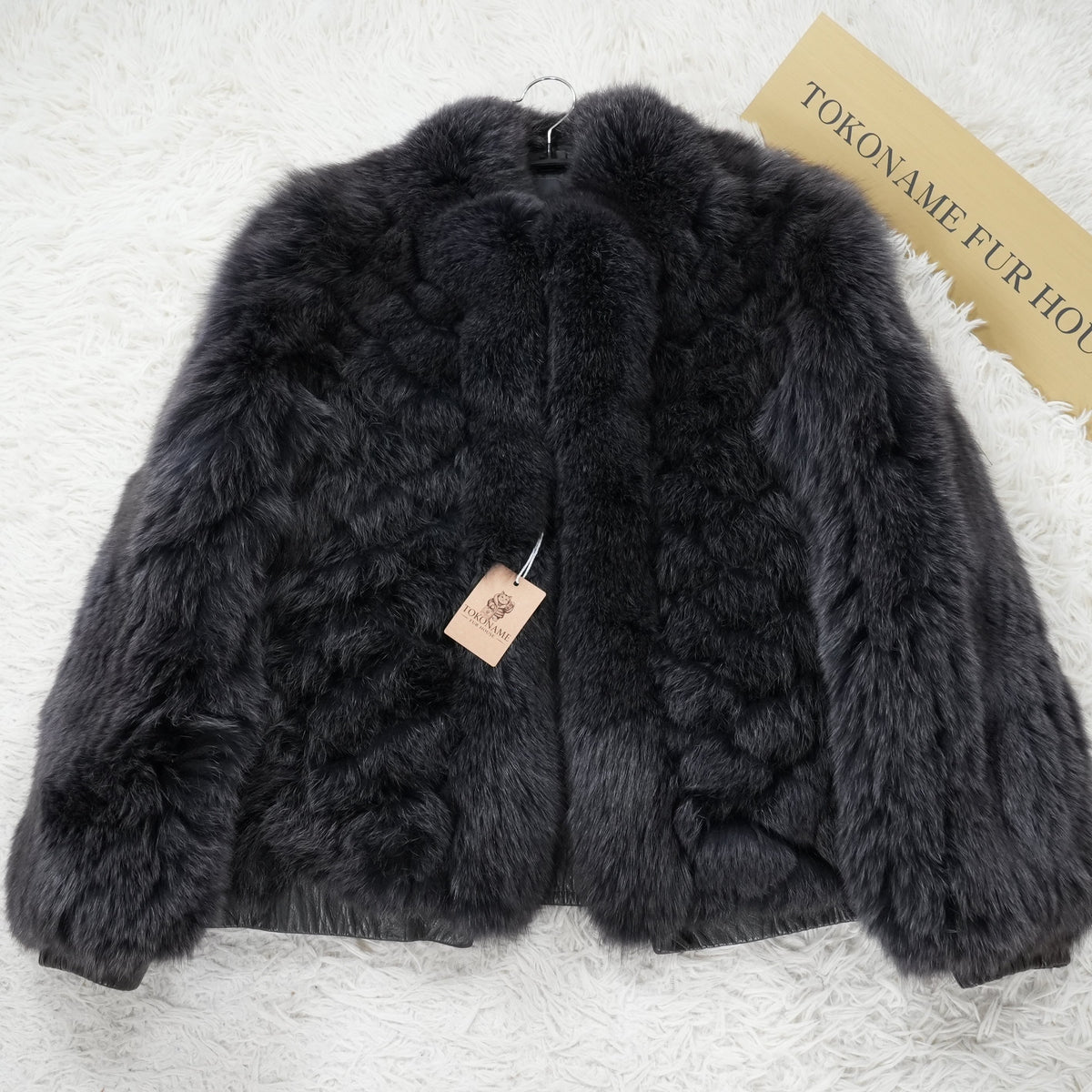 Amethyst Dyed Fox and Leather Design Coat SAGA FOX - Genuine Vintage Fur From Japan