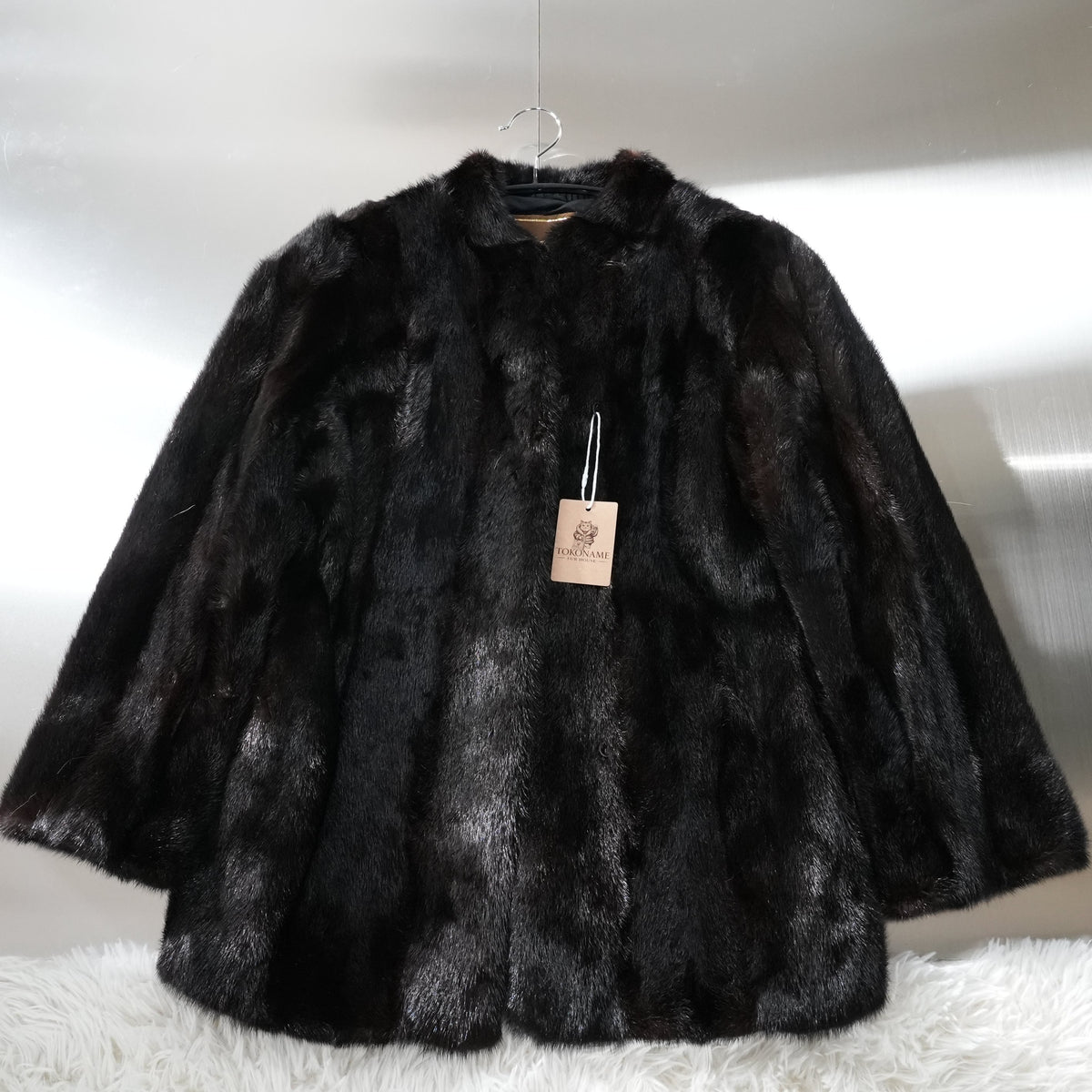 Dark Mink Stripe Design Coat Moonbat Fur - Genuine Vintage Fur From Japan
