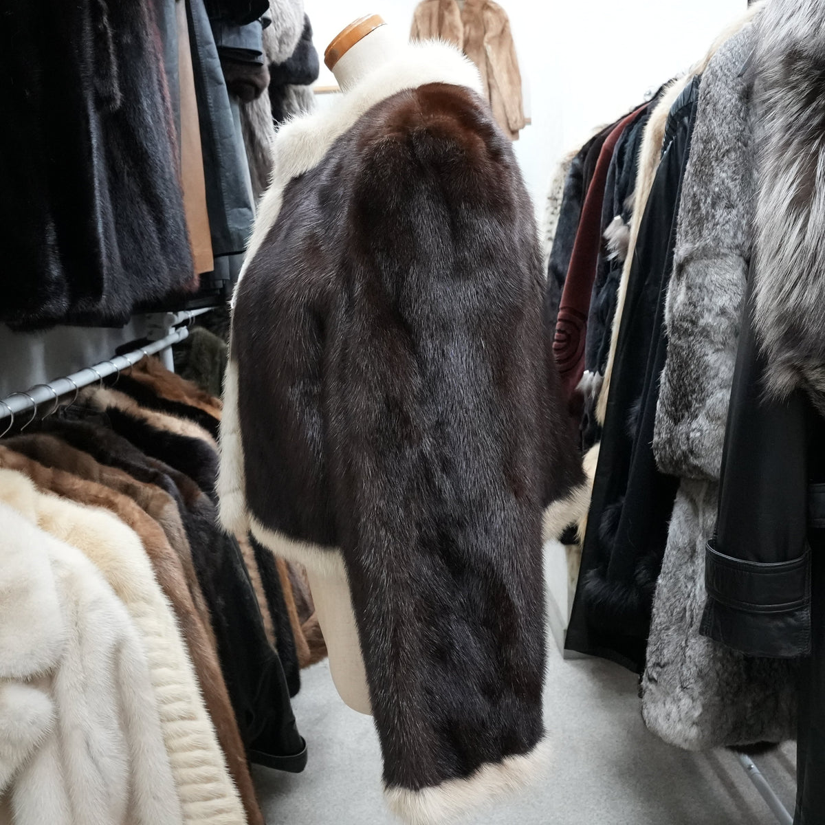 Two tone Crop Mink Fur Jacket - Genuine Vintage Fur From Japan