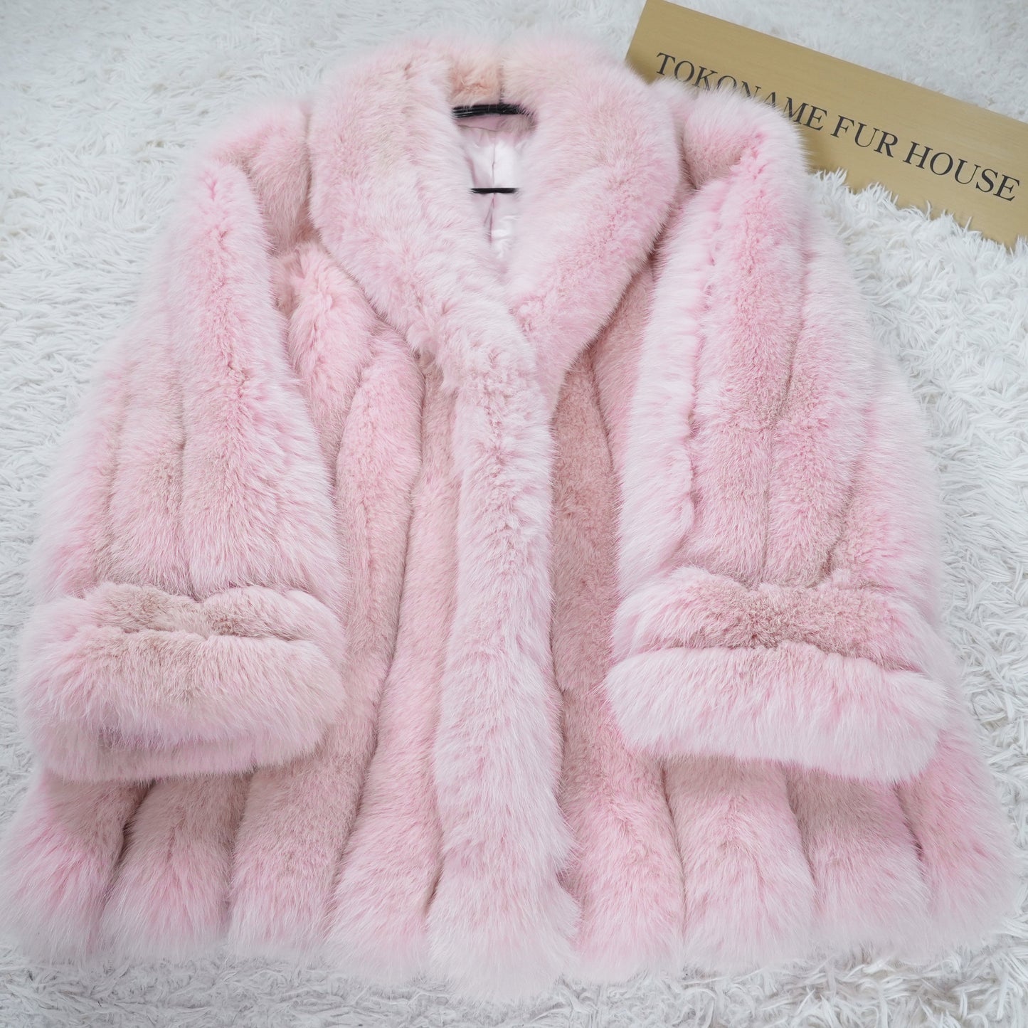 Pink Dyed SAGA ROYAL FOX Coat Soft and Fluffy - Genuine Vintage Fur From Japan