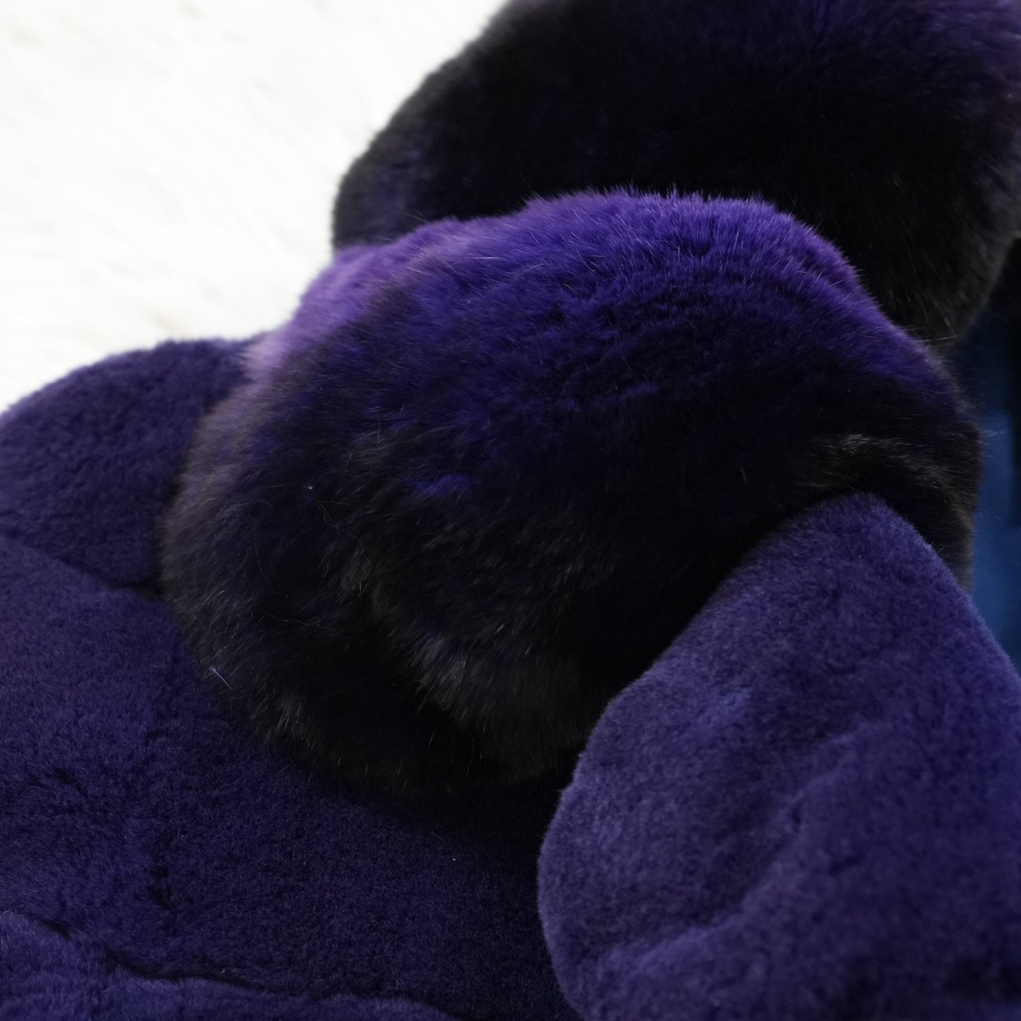 Shaved Mink Chinchilla Trim Fur Jacket Purple Dyed GRES Paris - Genuine Vintage Fur From Japan