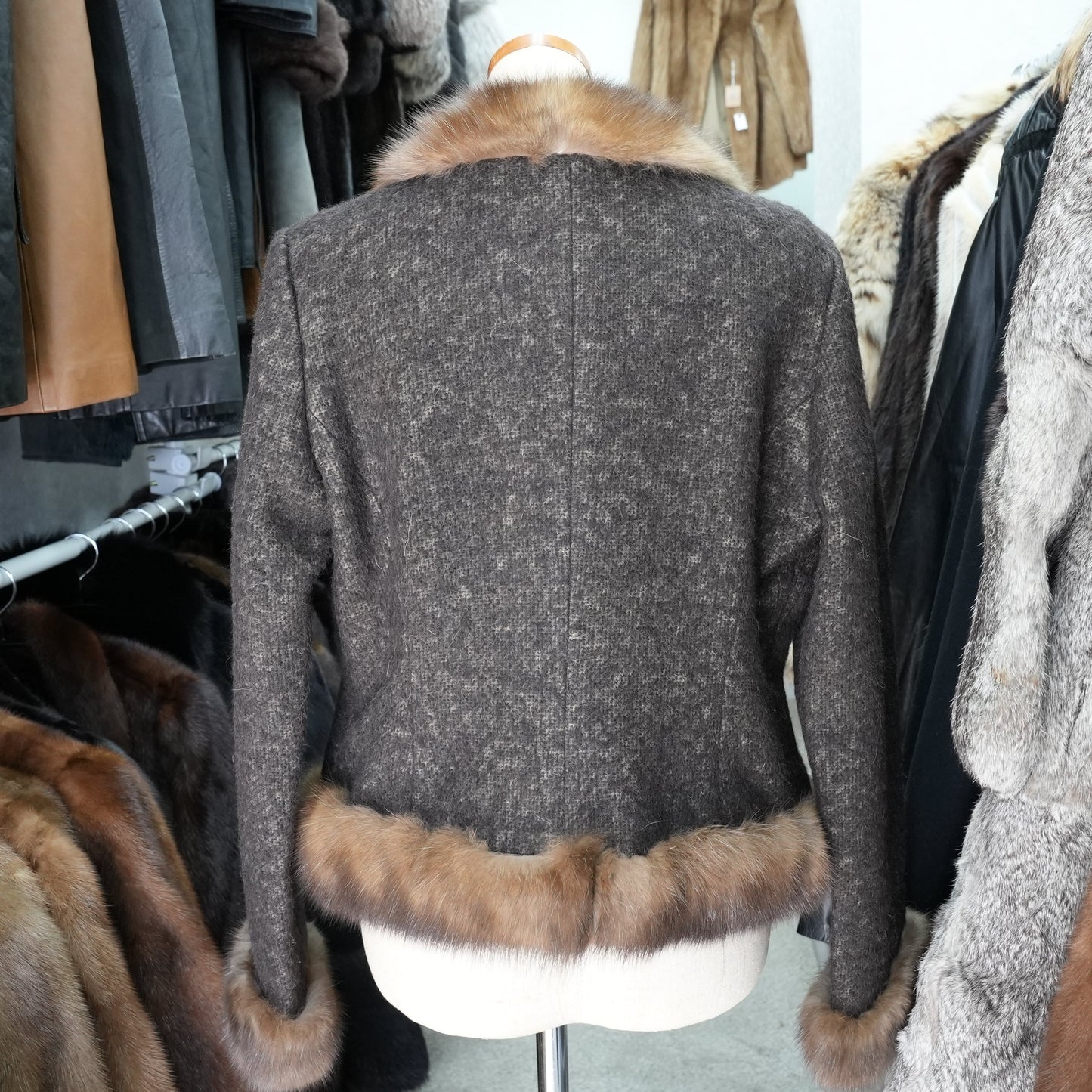 FOXEY Sable Fur Trim Angola Jacket - Genuine Vintage Fur From Japan