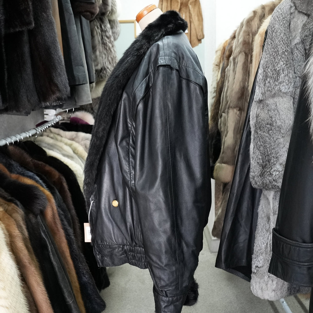 Mink and Leather Jacket Unisex - Genuine Vintage Fur From Japan