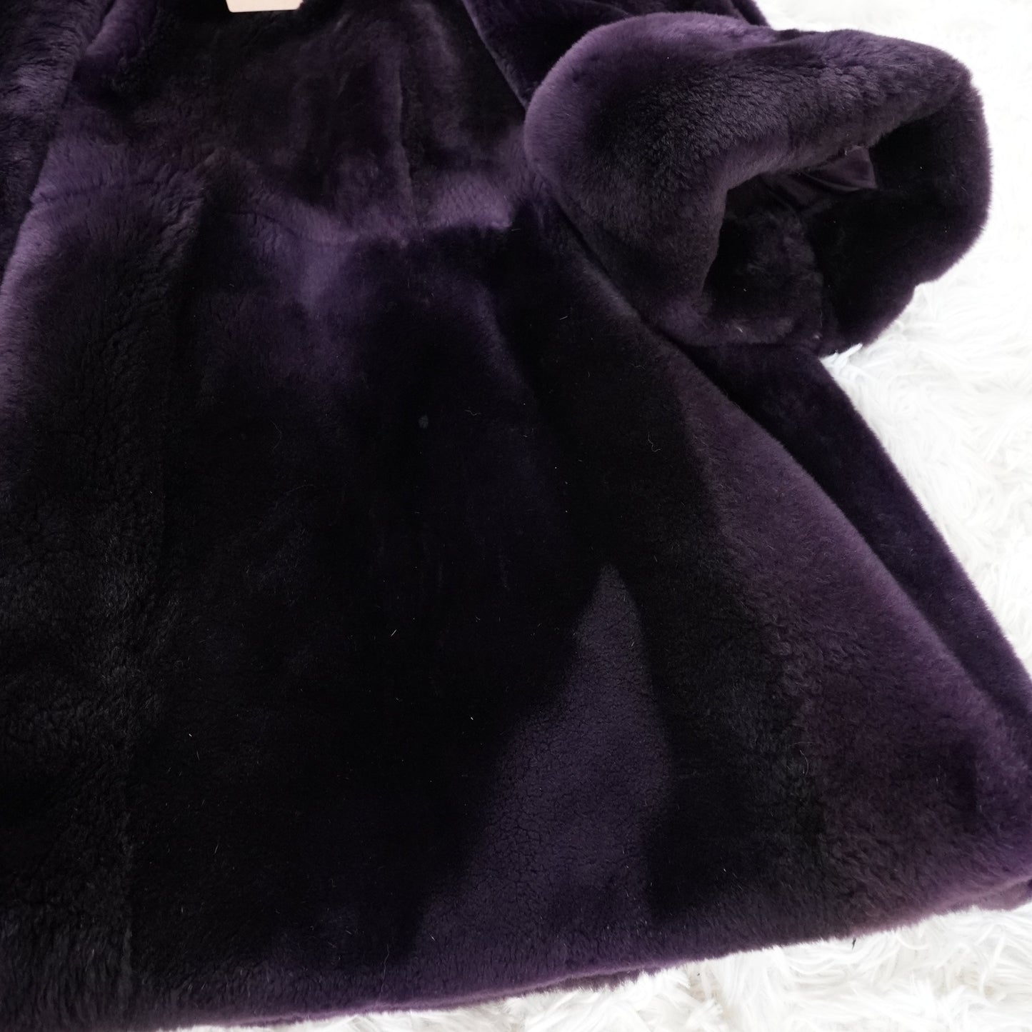 Nutria Purple Deyd Coat Wide hem Roll up Sleeve - Genuine Vintage Fur From Japan