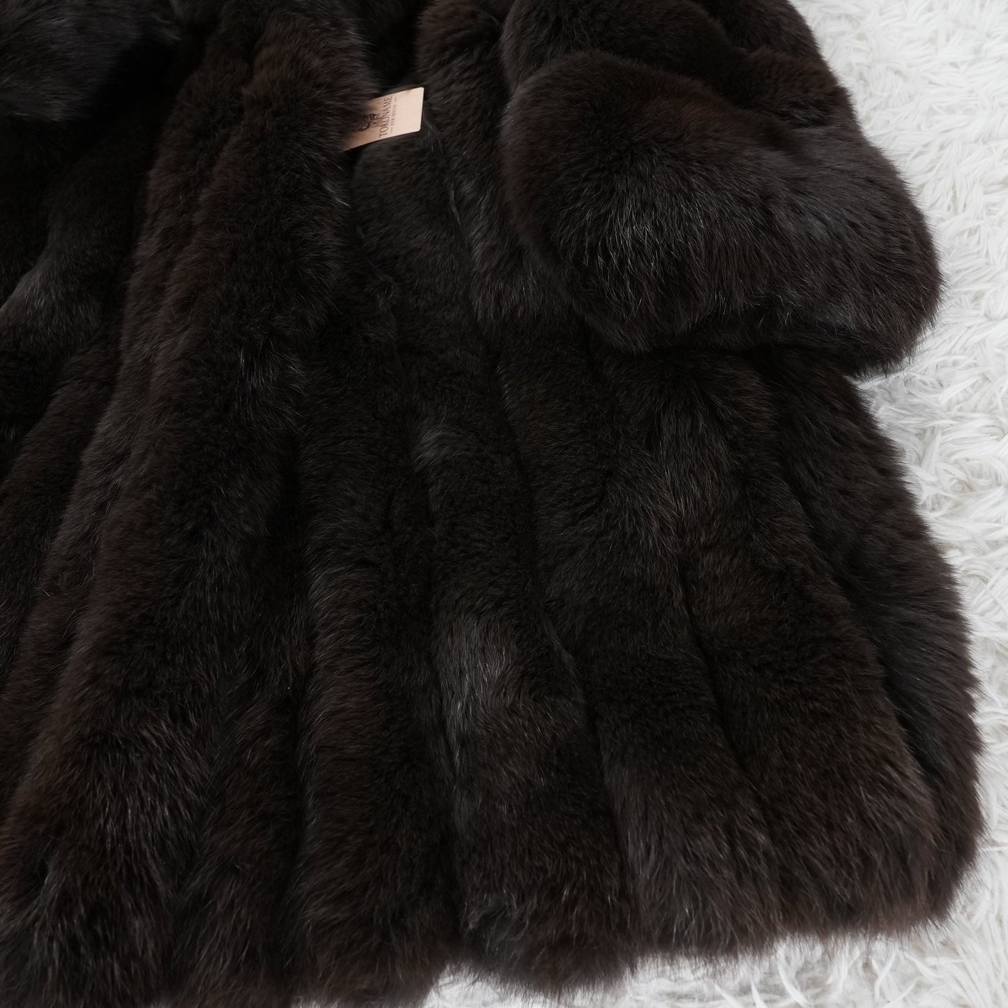 Brown Dyed Fox Fur Semi-Long Coat - Genuine Vintage Fur From Japan