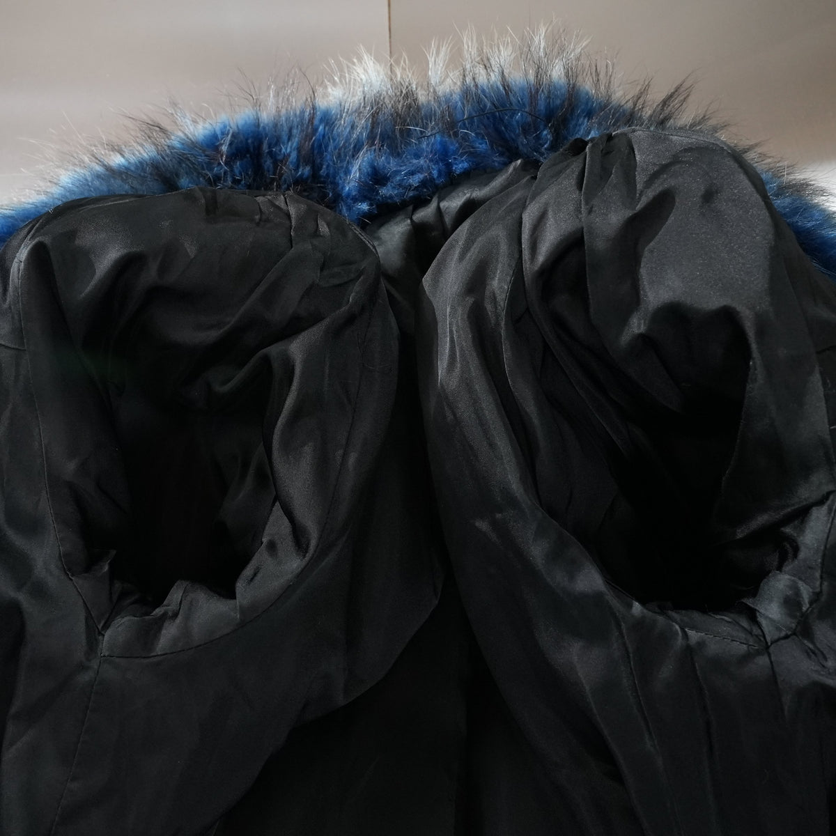 Blue Dyed Fox Fur semi Long Coat smooth - Genuine Vintage Fur From Japan