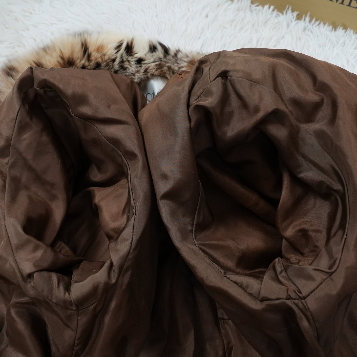 Lynx Fur Long Coat Roll Up Sleeve Calvin Klein - Genuine Vintage Fur From Japan