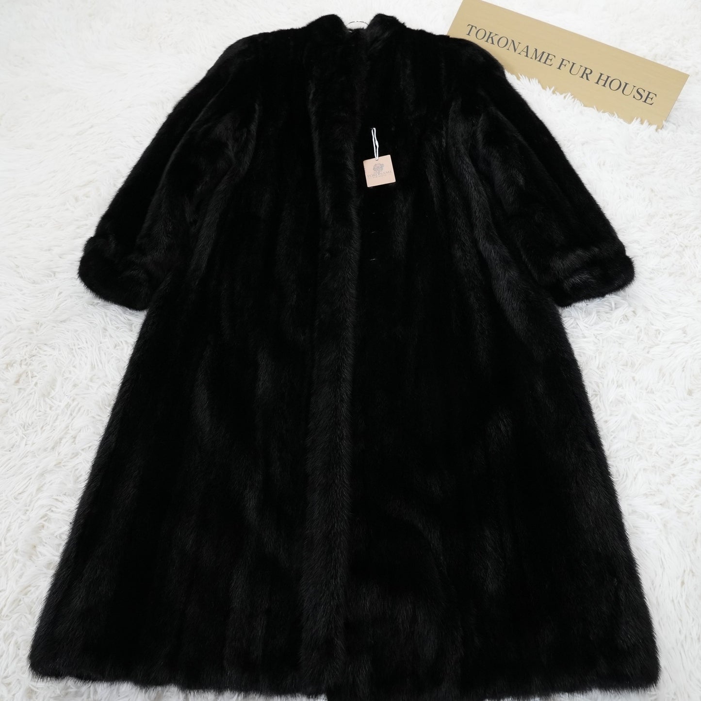 Black Mink Long Coat Soft and Glossy Genuine Vintage Fur Japan