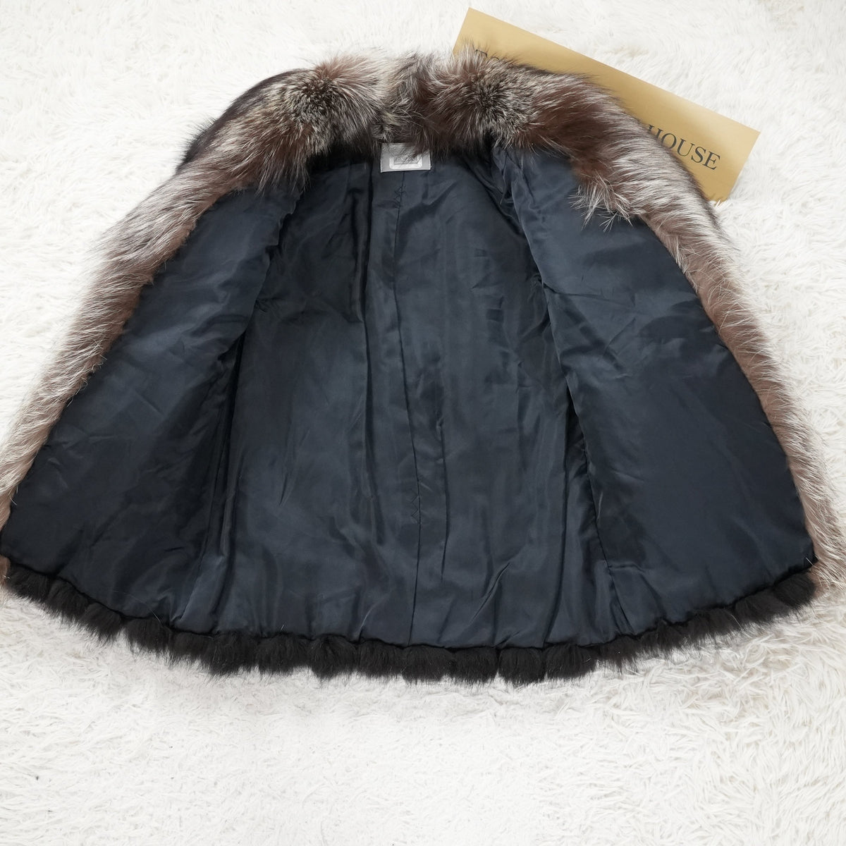 Black Dyed Fox and Silver Fox Trim SAGA FOX- Genuine Vintage Fur From Japan