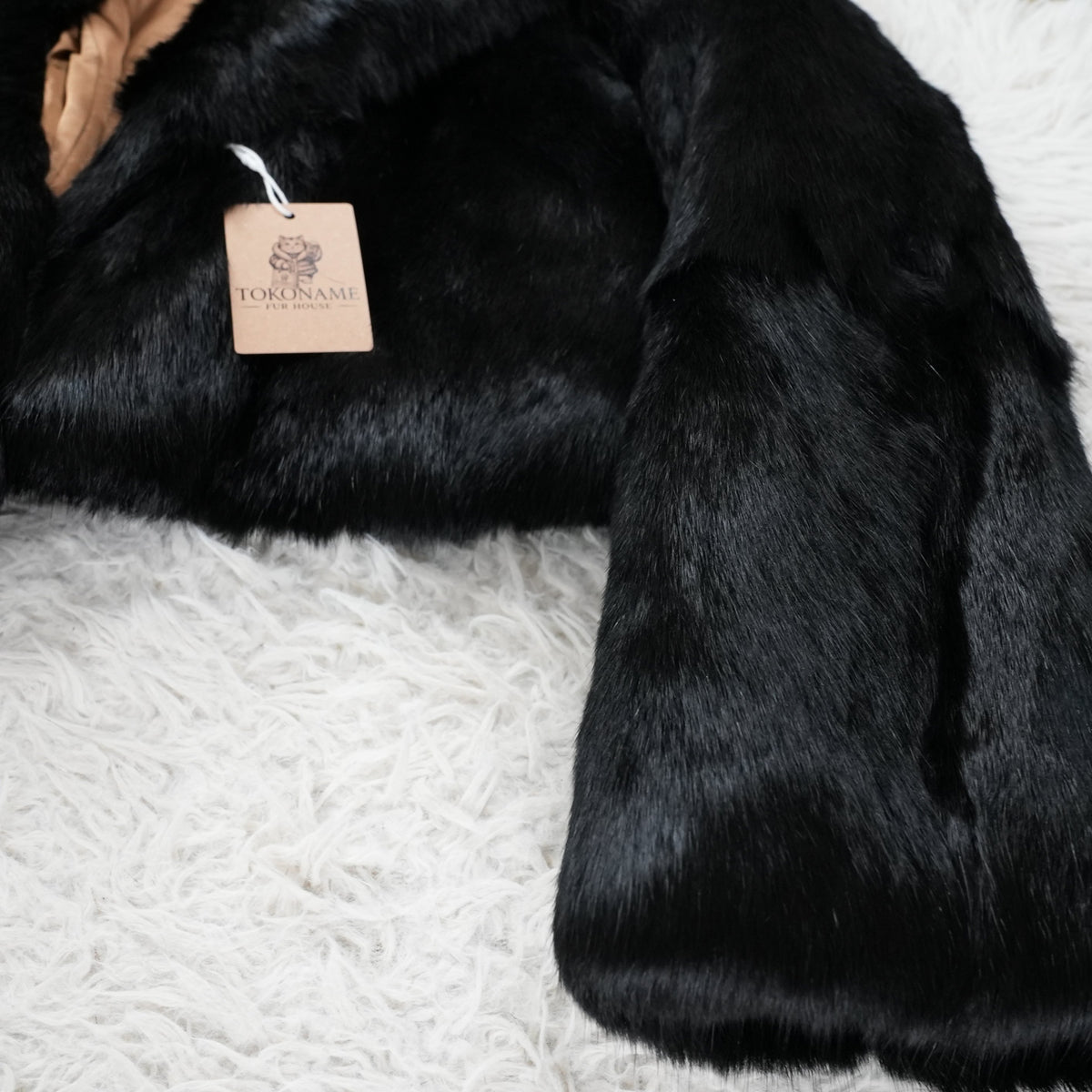 Rabbit Fur Jacket Black Dyed - Genuine Vintage Fur Japan
