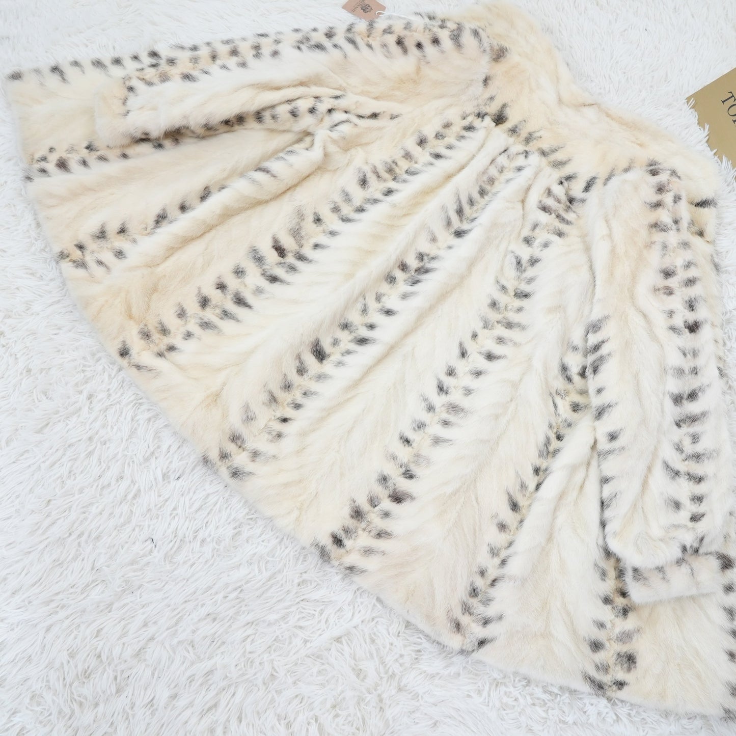 Pearl Mink Lynx Pattern Coat Genuine Vintage Fur Japan