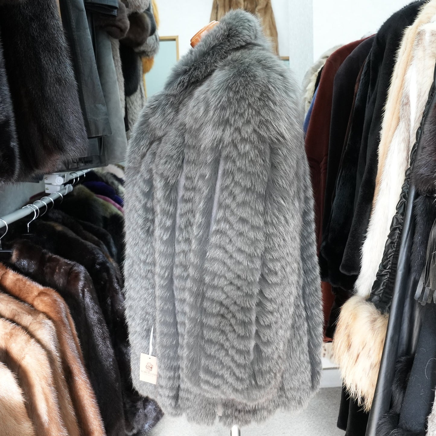 Gray Dyed Fox Fur Coat nakamur fur - Genuine Vintage Fur From Japan