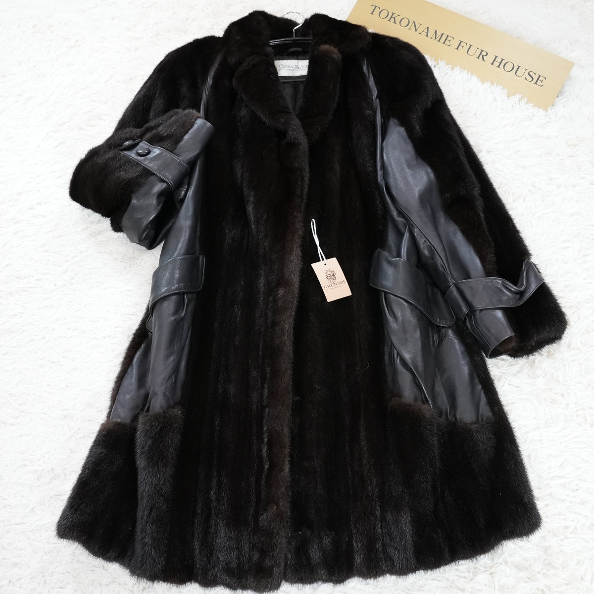 Dark Mink Fur and Leather Panel Coat- Genuine Vintage Fur From Japan