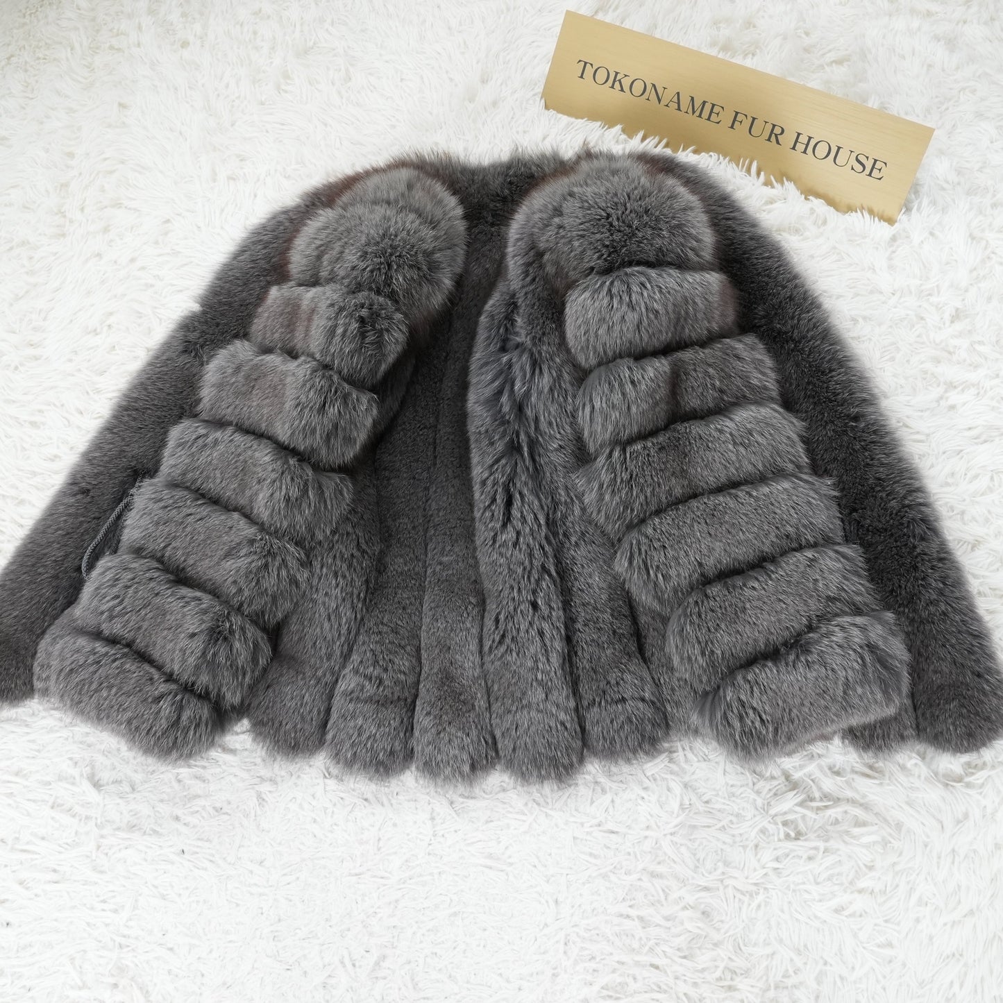 Gray Dyed Fox Coat - Genuine Vintage Fur From Japan